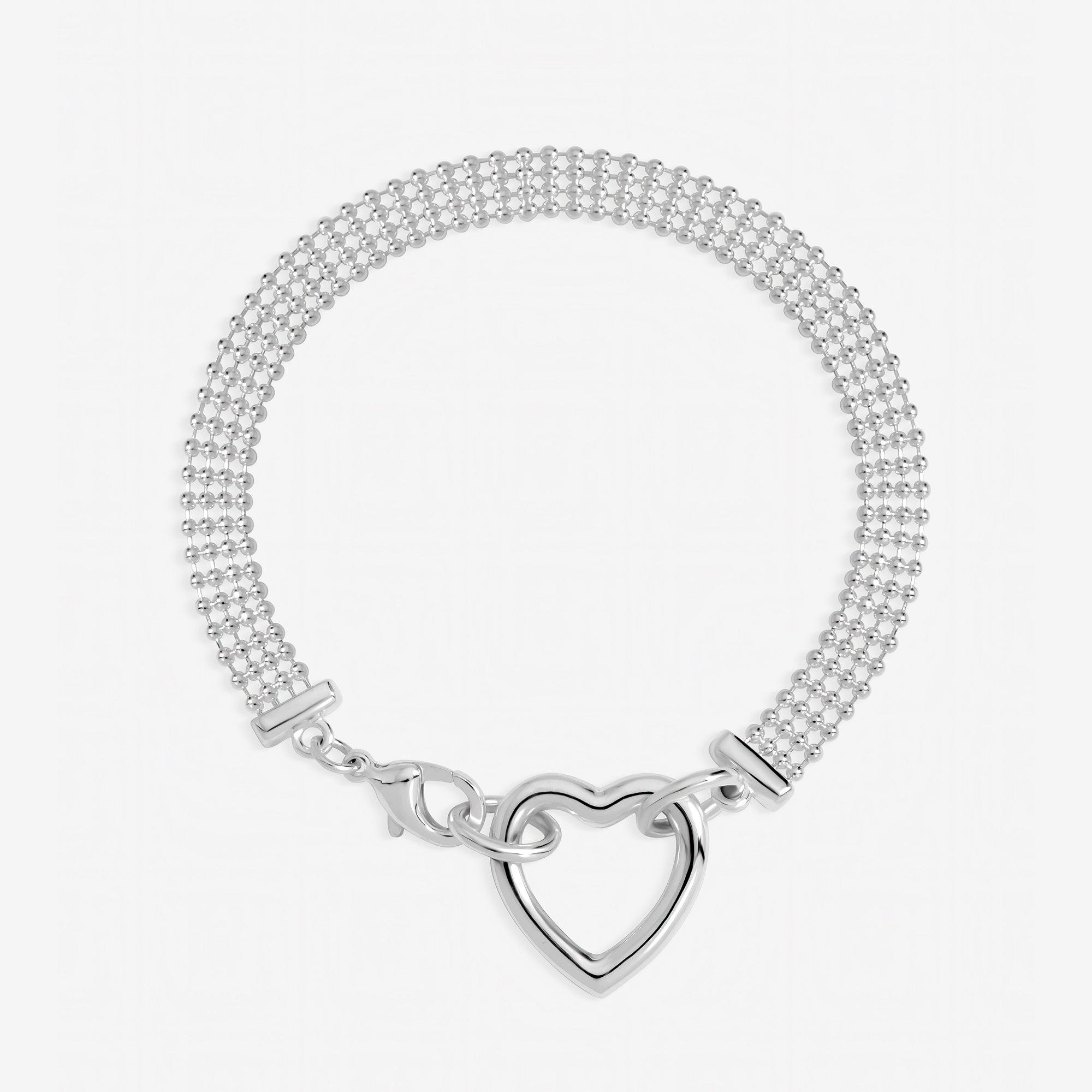 Silver - Inicio - Sterling Silver Plated Heart Bracelet - Gift Pouch - 1