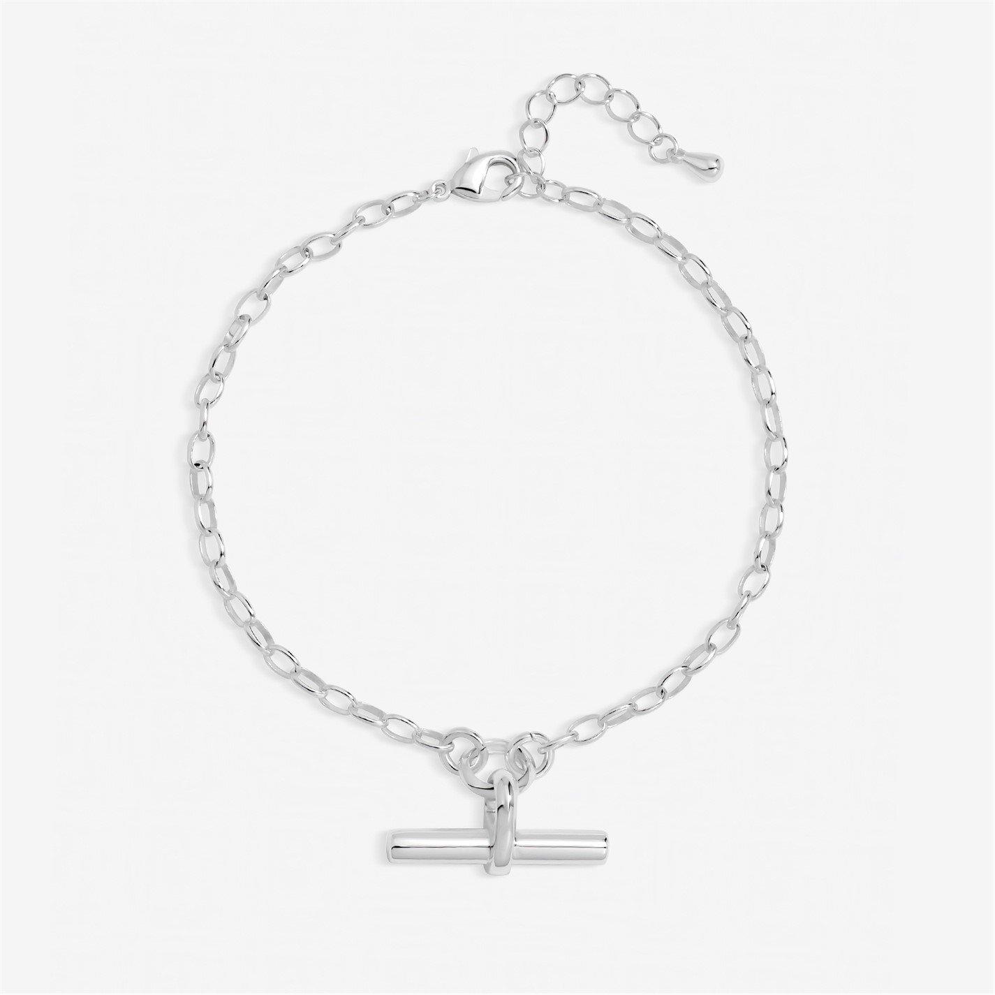 Silver - Inicio - Sterling Silver Plated T-Bar Bracelet - Gift Pouch - 1