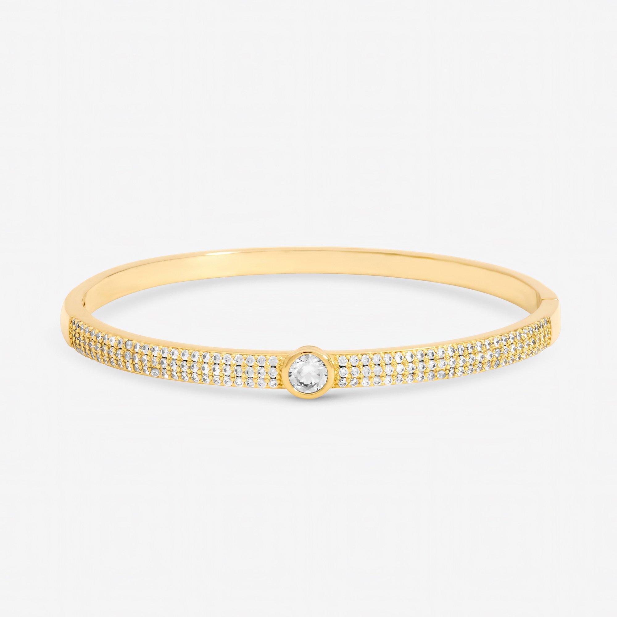 Gold - Jon Richard - Gold Plated Crystal and Pave Stone Bangle - 1