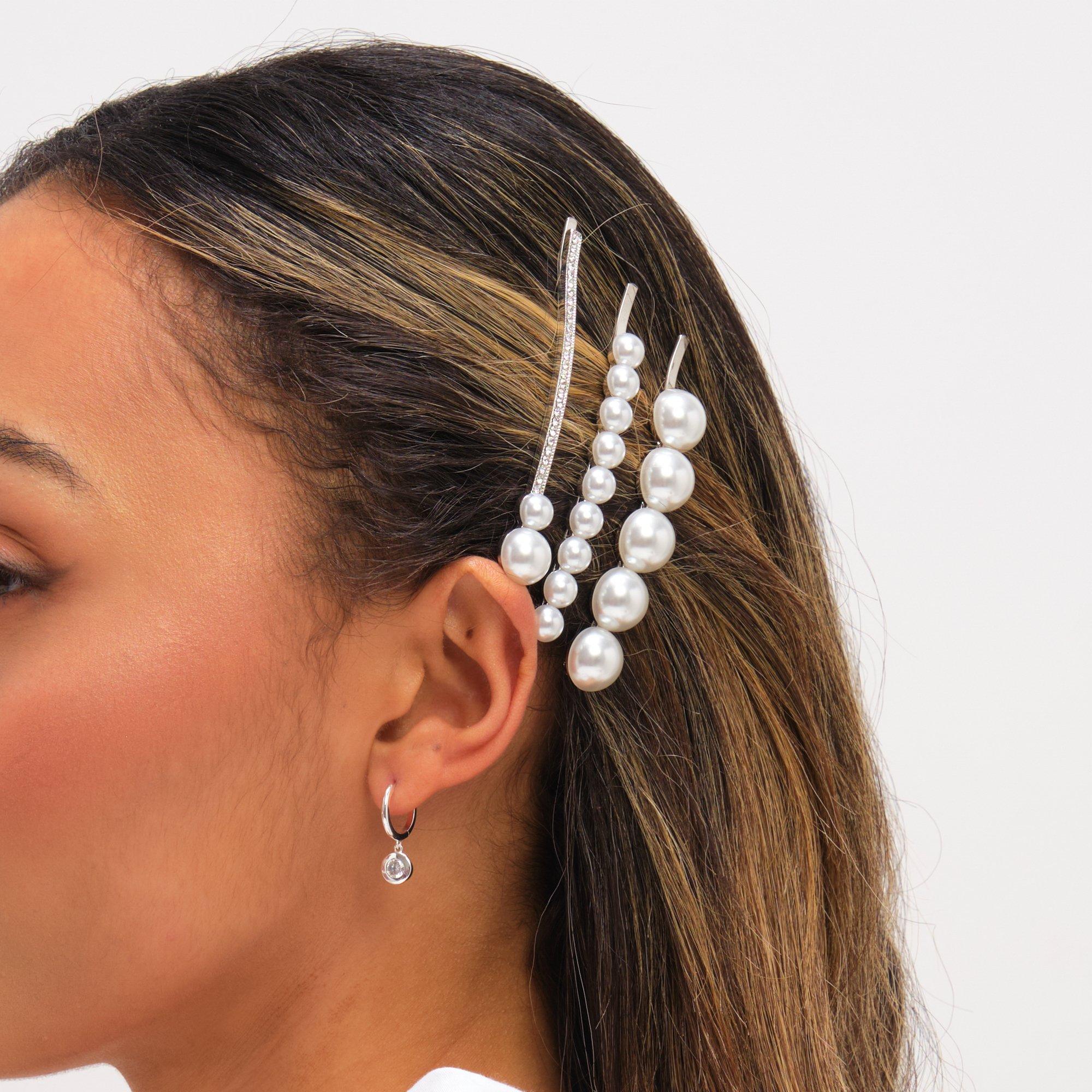 Silver - Jon Richard - Silver Plated Mixed Pearl Slides - Multipack - 3