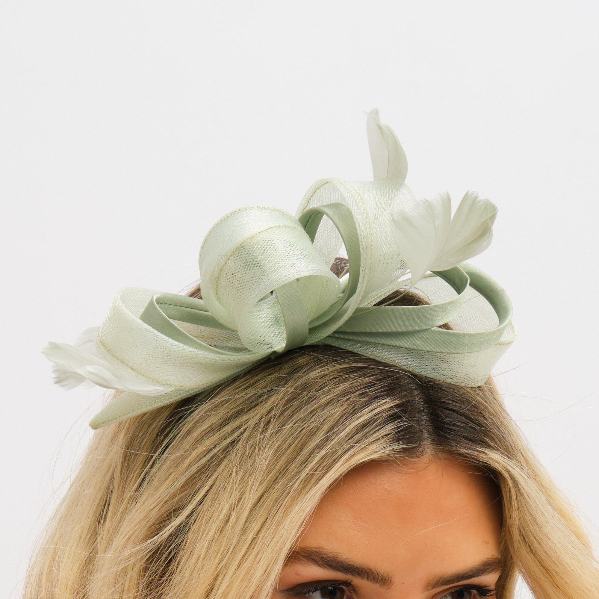 Green - Jon Richard - Medium Sage Green Fascinator Headband - 2