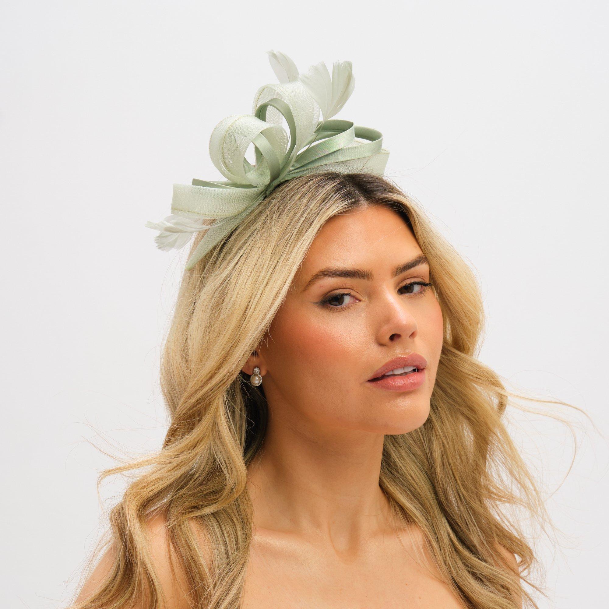 Green - Jon Richard - Medium Sage Green Fascinator Headband - 3