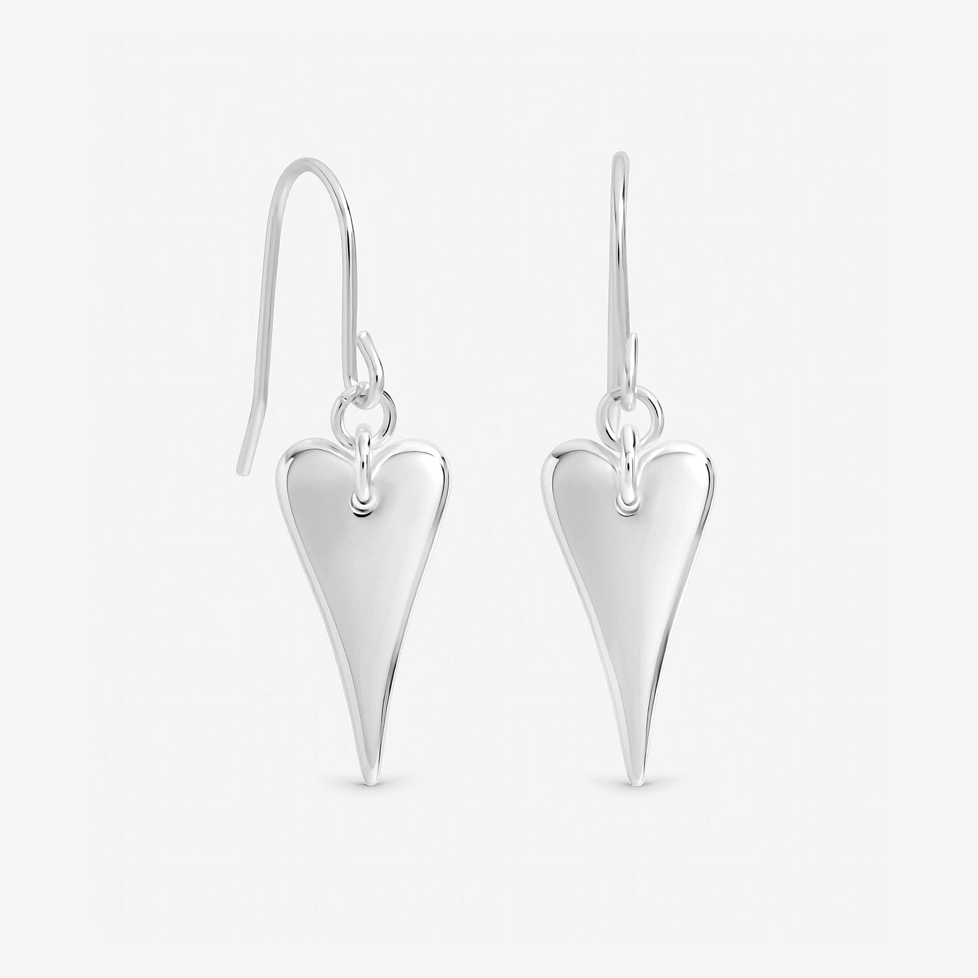 Silver - Inicio - Sterling Silver Plated Heart Fishhook Earrings