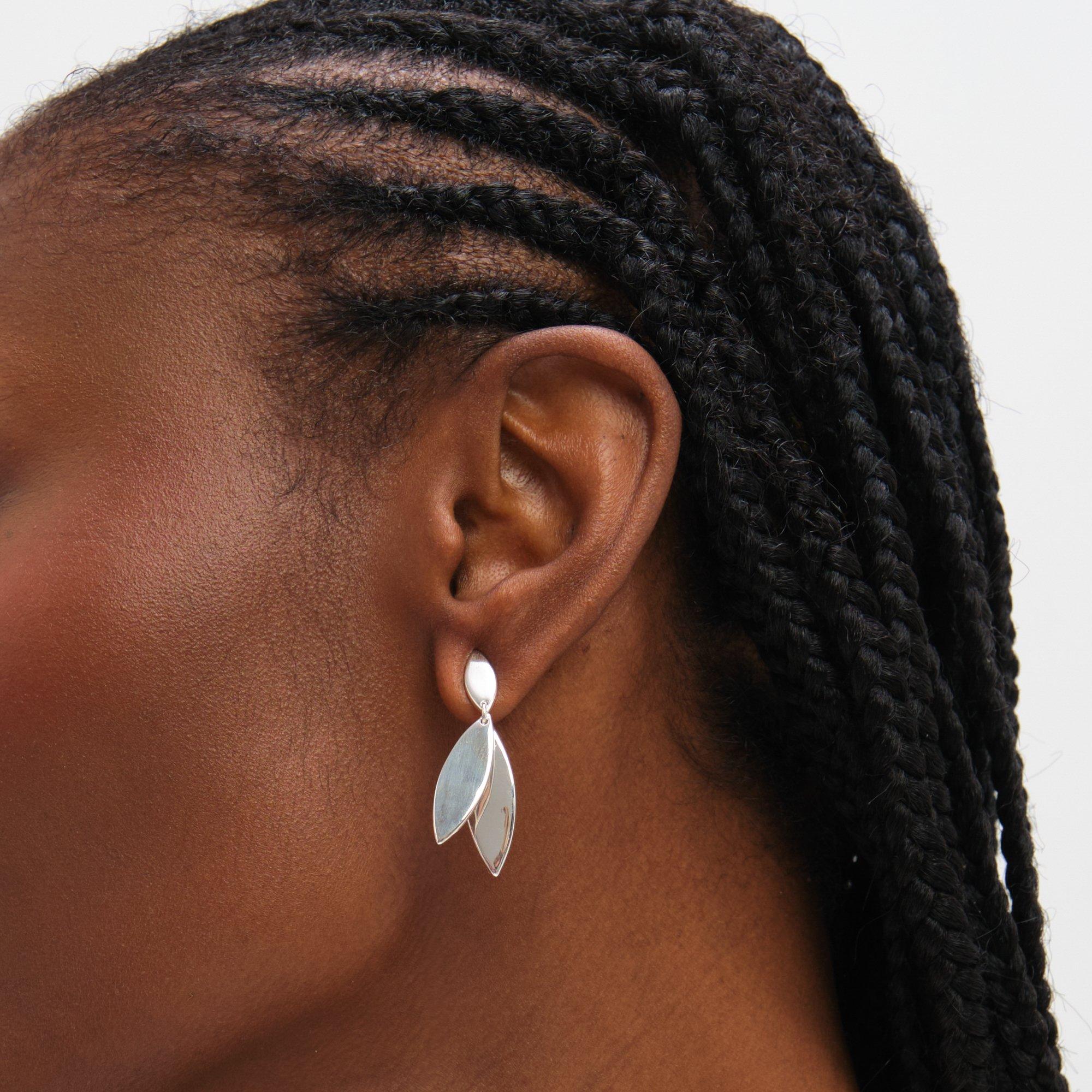 Silver - Inicio - Sterling Silver Plated Double Drop Earrings - 2