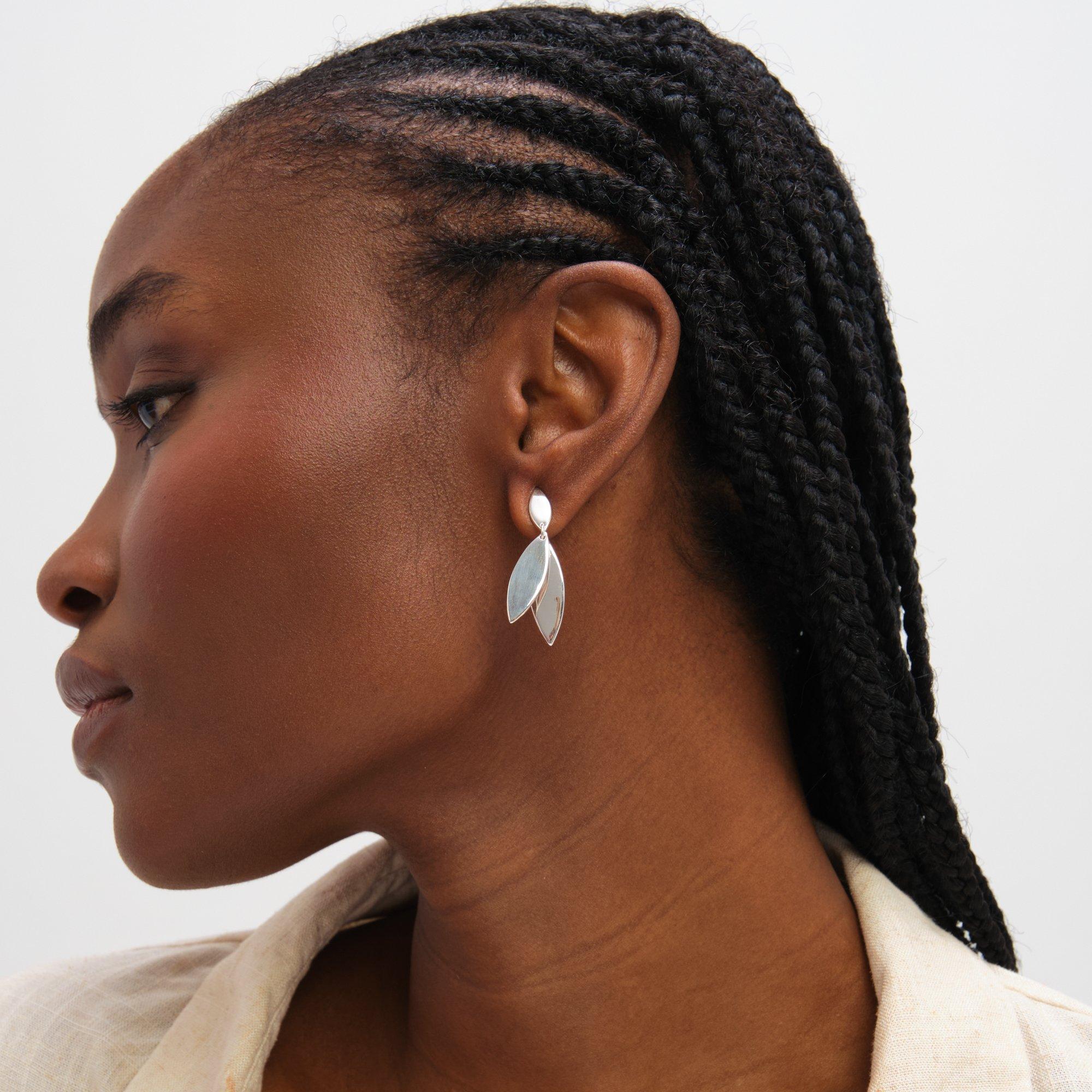 Silver - Inicio - Sterling Silver Plated Double Drop Earrings - 3