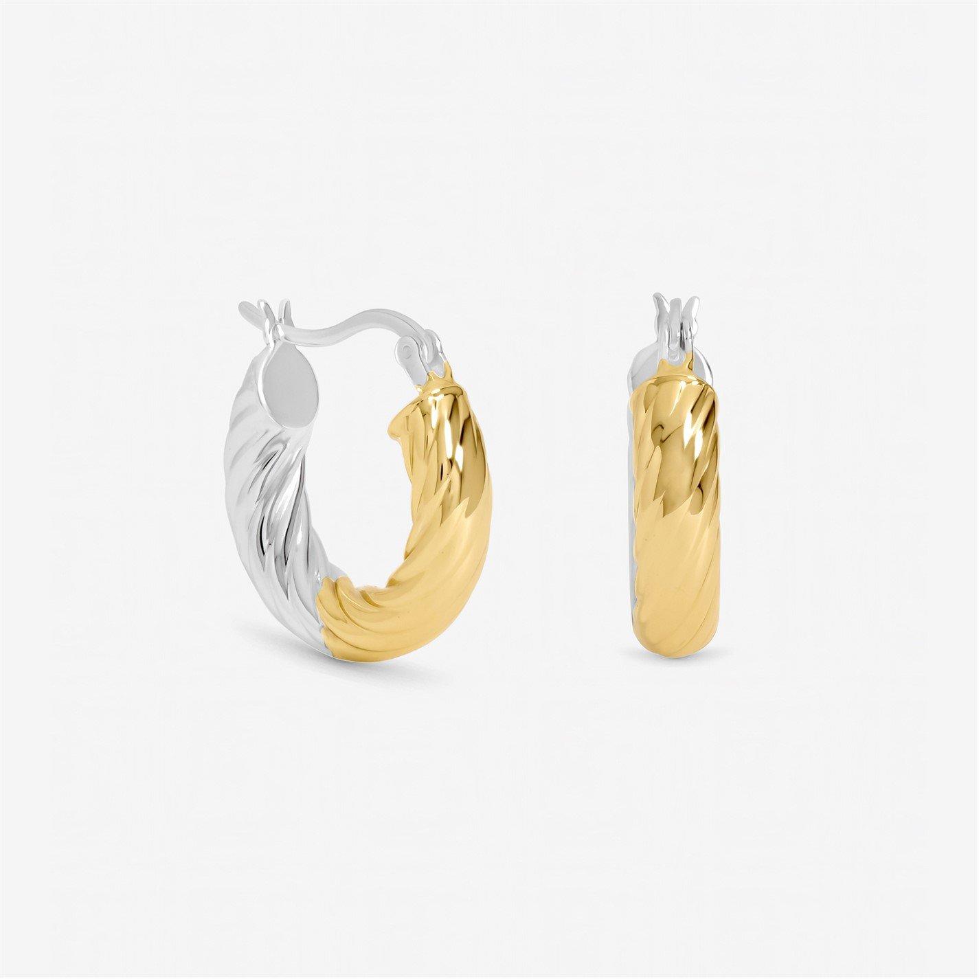 Inicio Women's Sterling Plated Textured Twist Hoops Silver