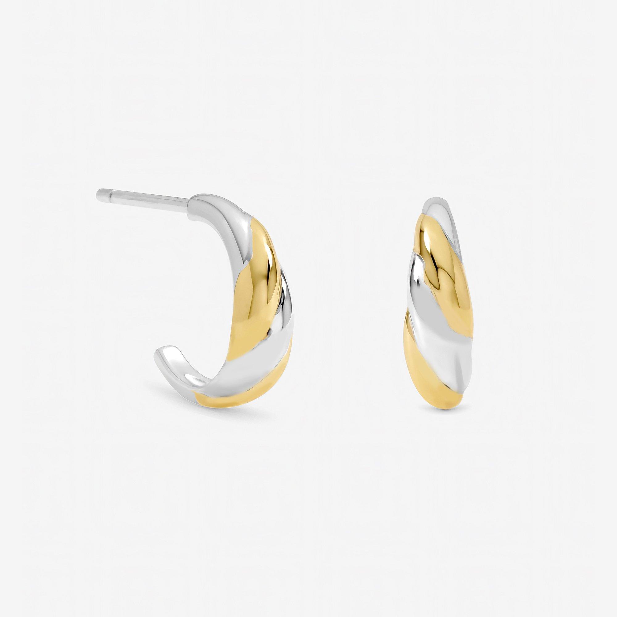 Inicio Sterling Silver Plated Two Tone Twist Hoops