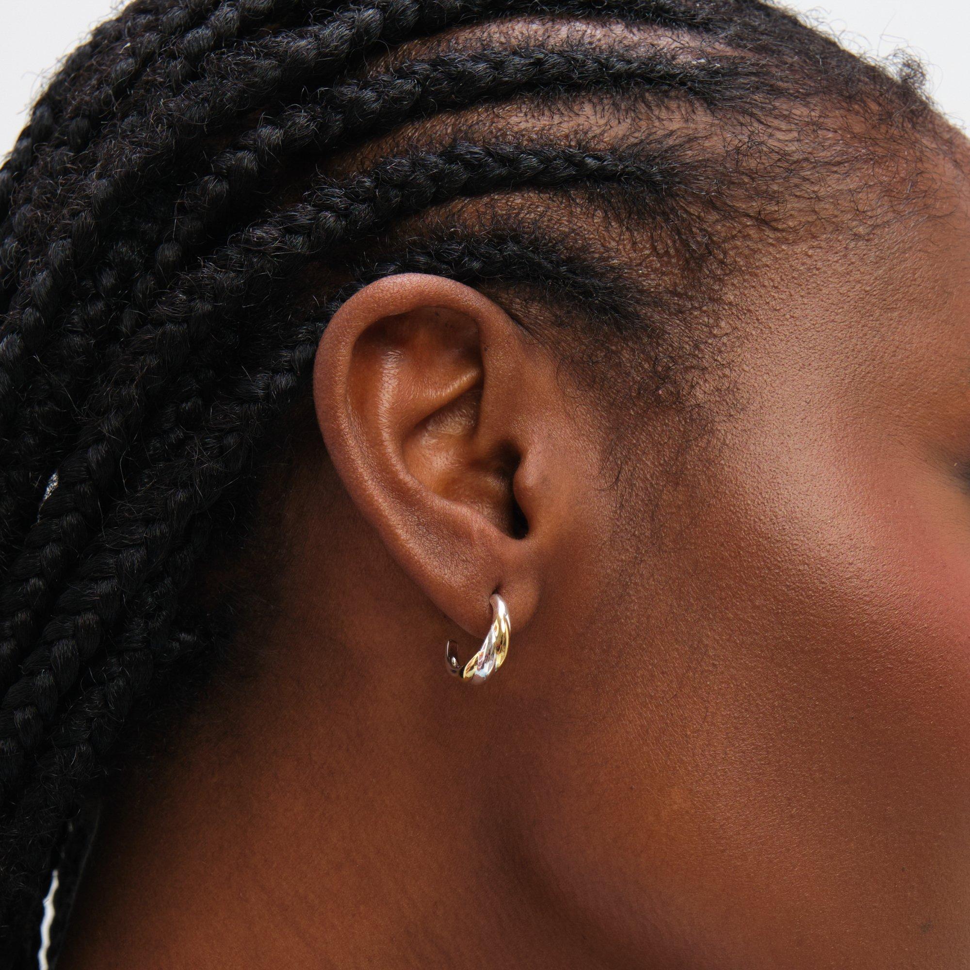 Silver - Inicio - Sterling Silver Plated Two Tone Twist Hoops - 2