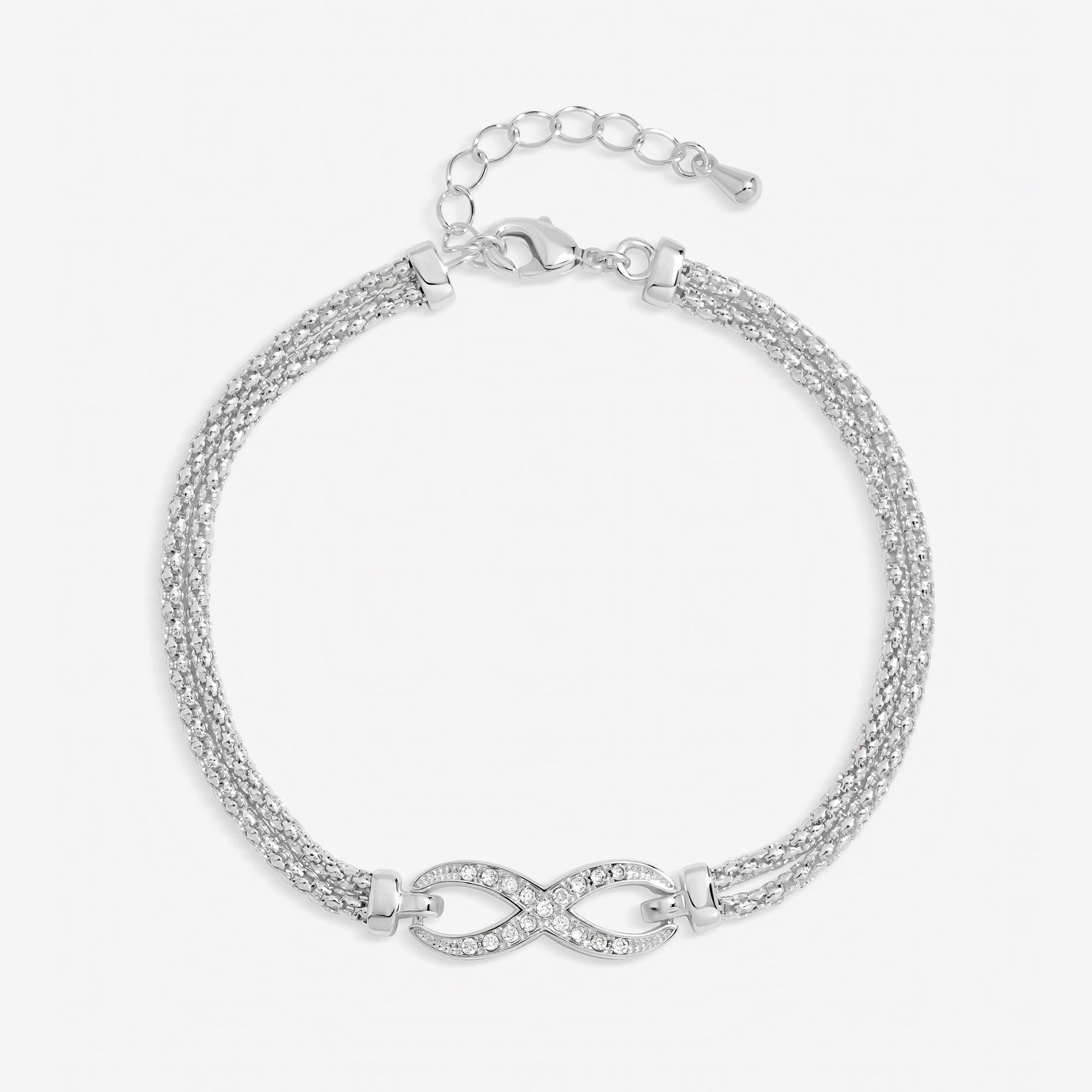 Silver - Inicio - Silver Plated Infinity Bracelet - Gift Pouch - 1