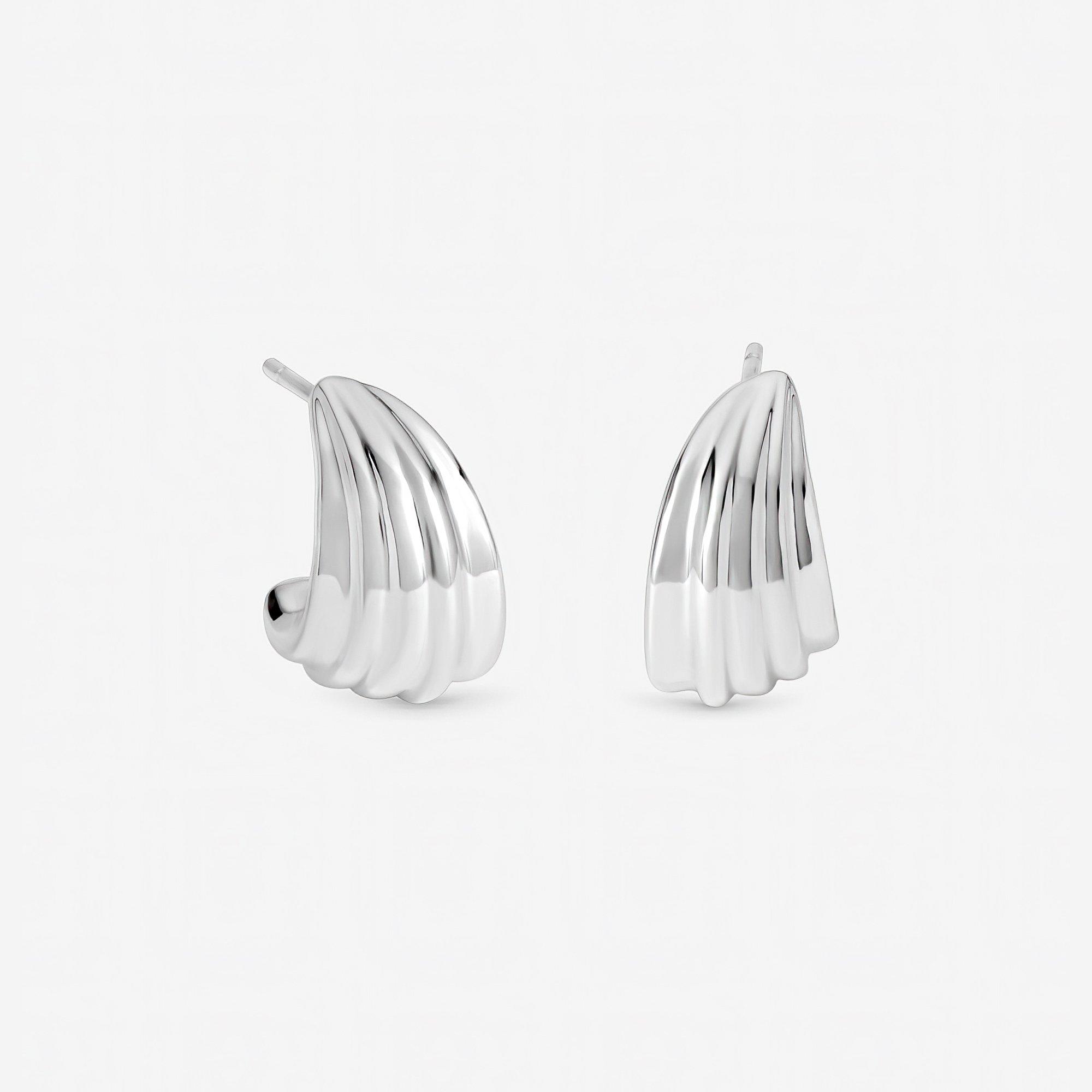 Silver - Inicio - Sterling Silver Plated Ridged Studs - Gift Pouch