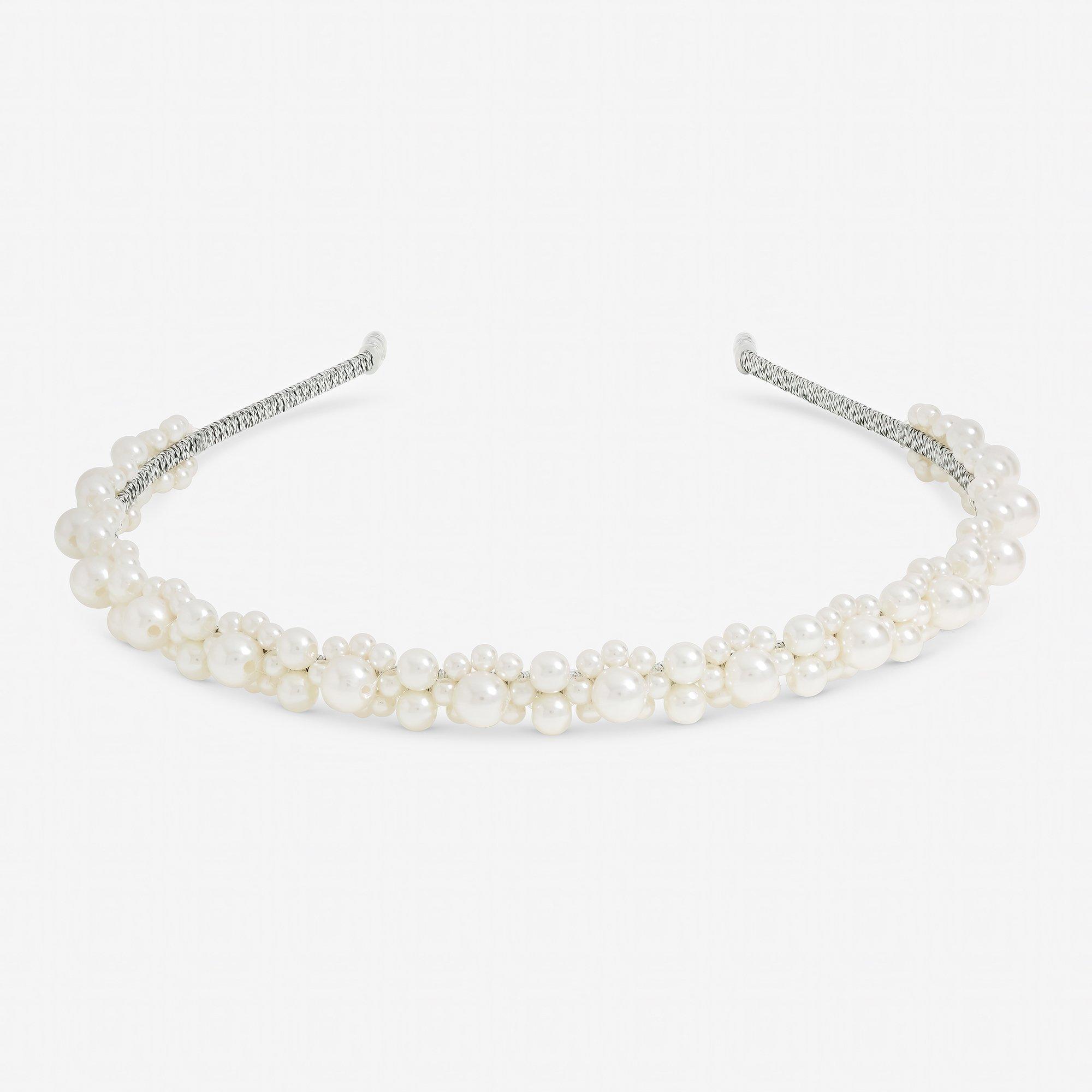 Silver - Jon Richard - Silver Plated Mixed Pearl Headband - 1
