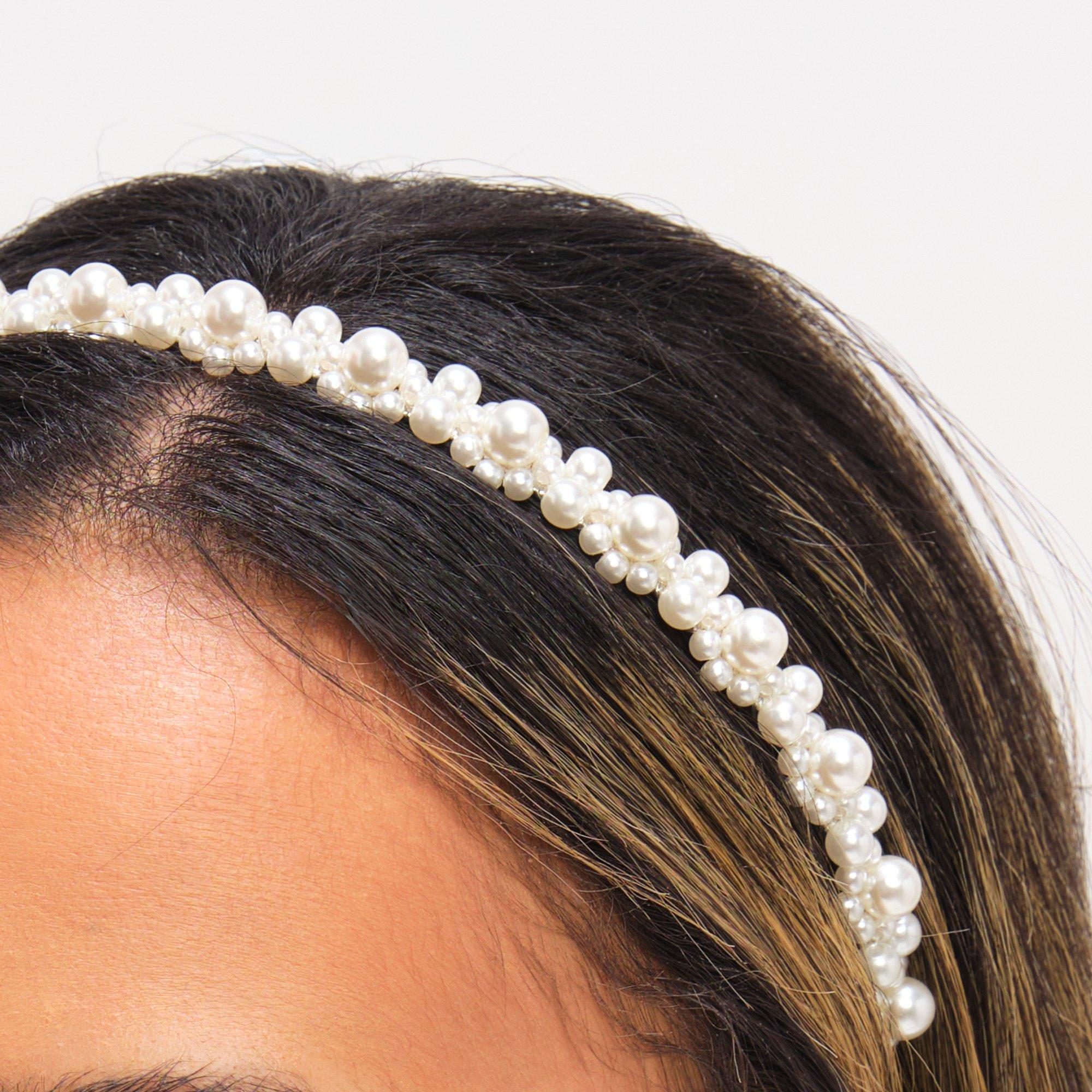 Silver - Jon Richard - Silver Plated Mixed Pearl Headband - 3
