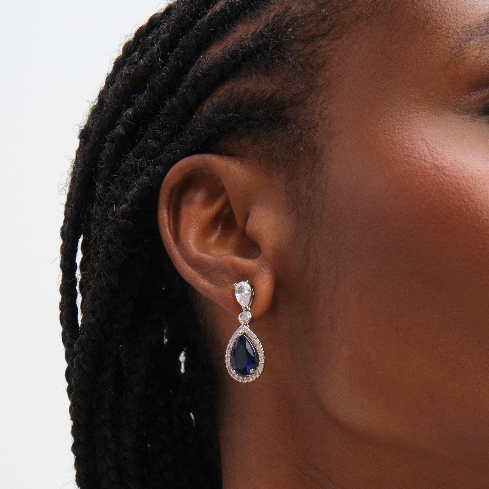 Silver - Jon Richard - Rhodium Plated Cubic Zirconia Pear Drop Earrings - 2