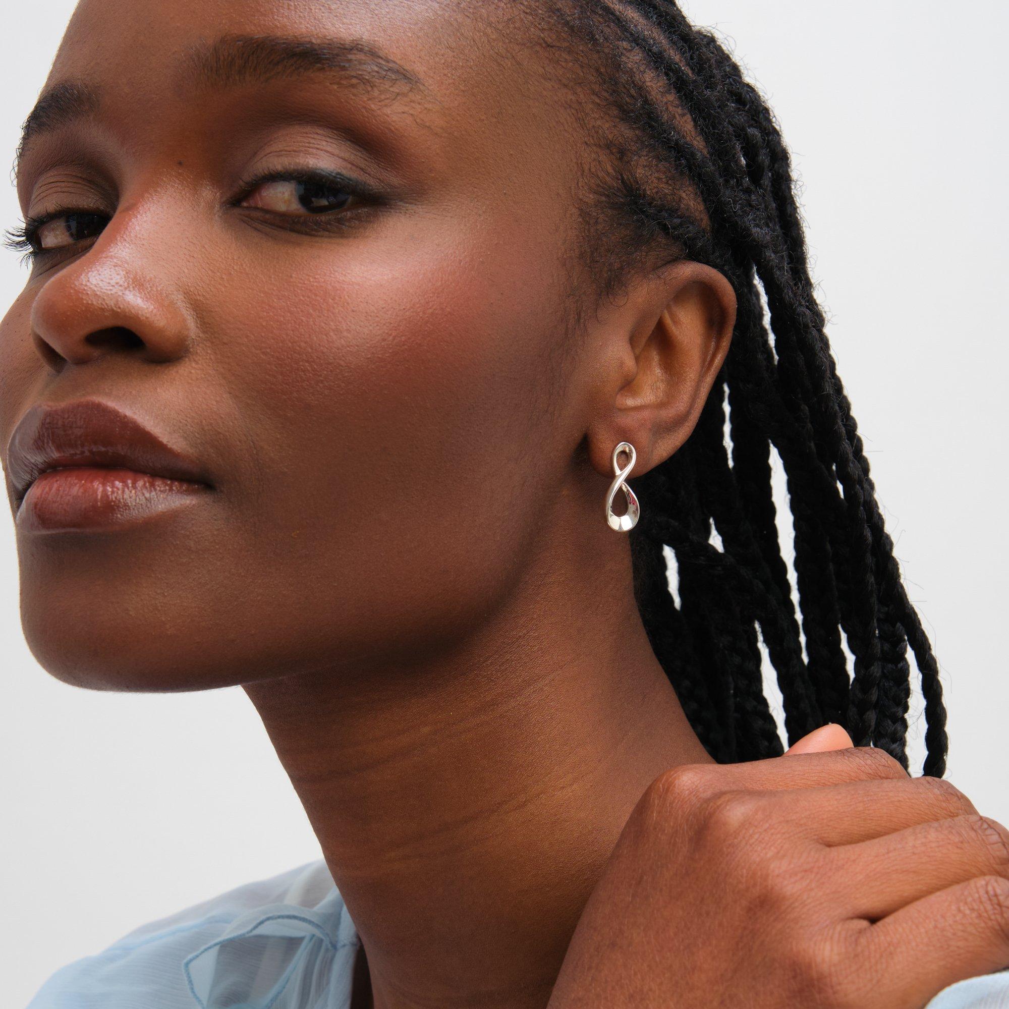 Silver - Inicio - Sterling Silver Plated Organic Infinity Studs - 2