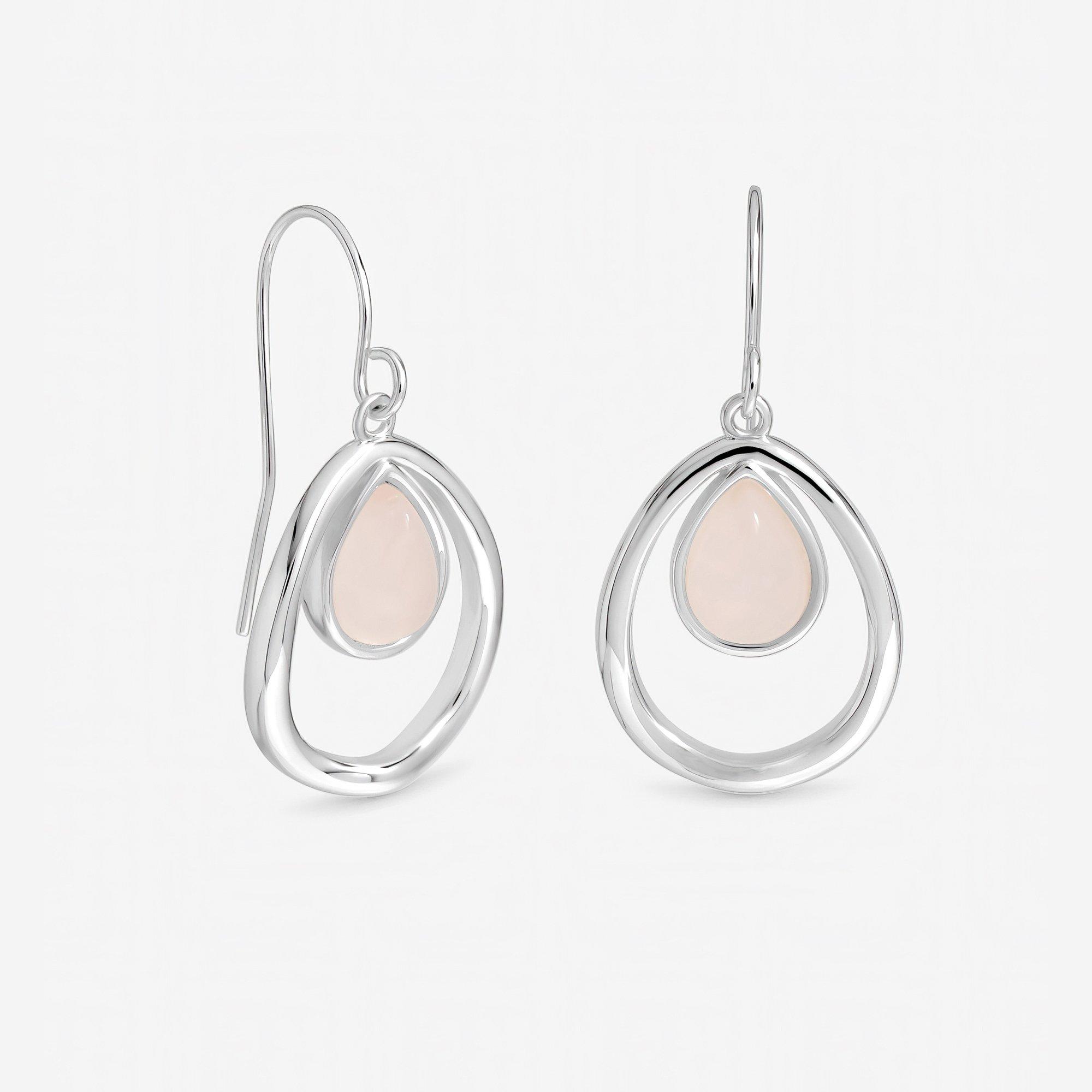 Silver - Inicio - Sterling Silver Plated Rose Quartz Oval Earrings