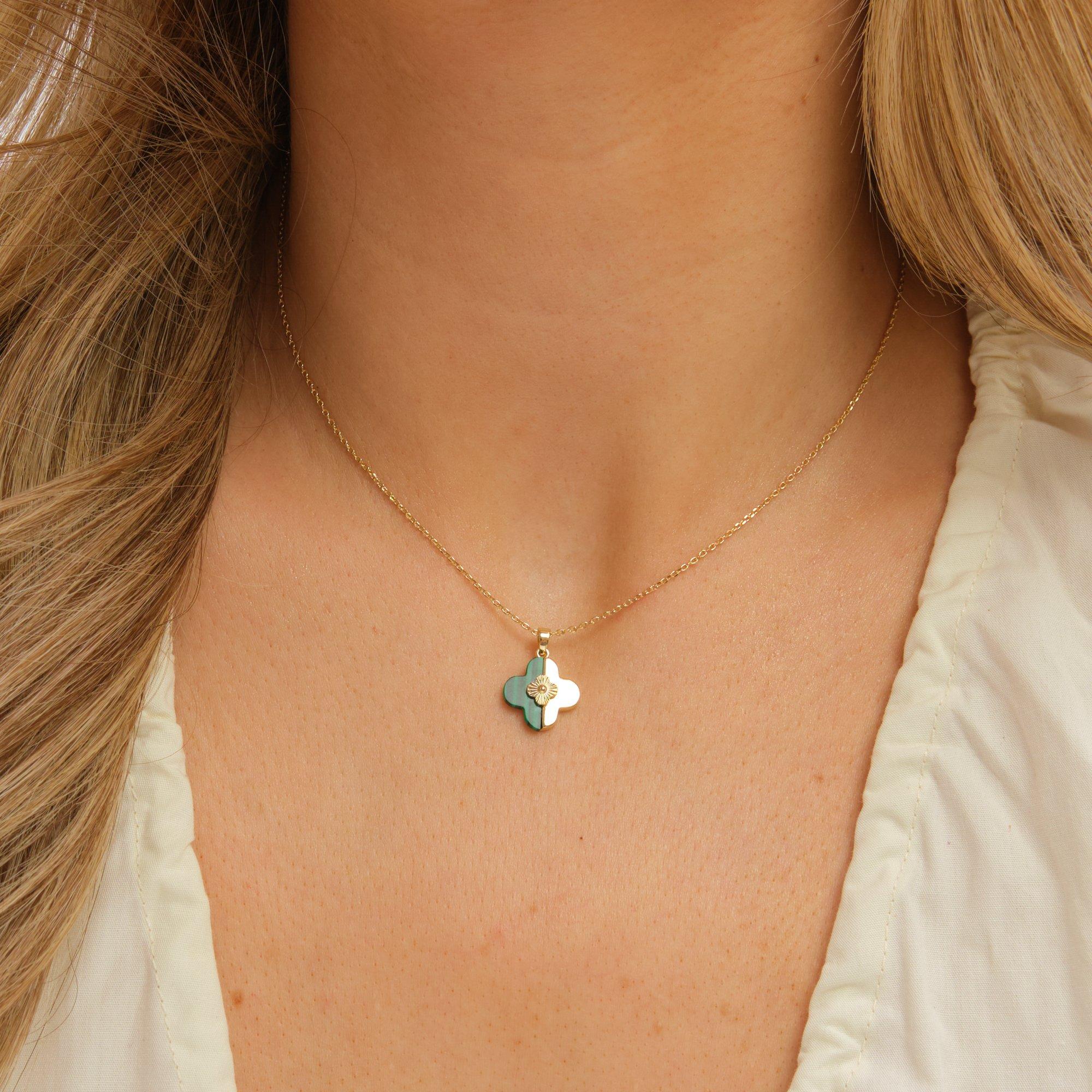 Gold - Inicio - Gold Plated and Malachite Clover Set - Gift Box - 3