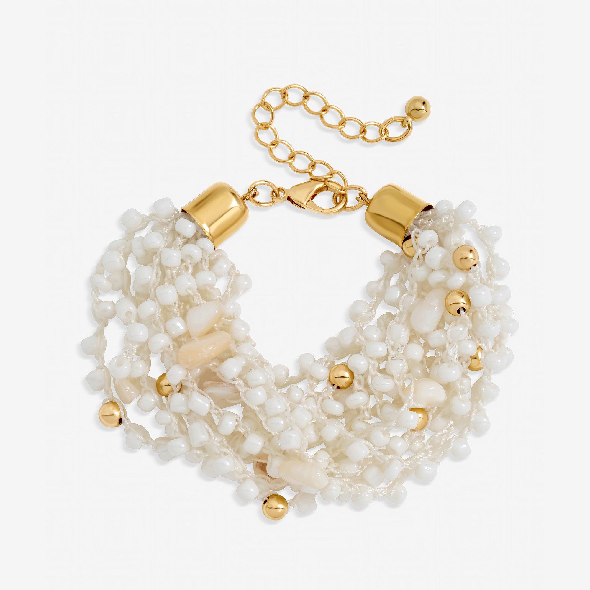 Gold - Mood - Gold Plated Statement Multirow Beaded Bracelet