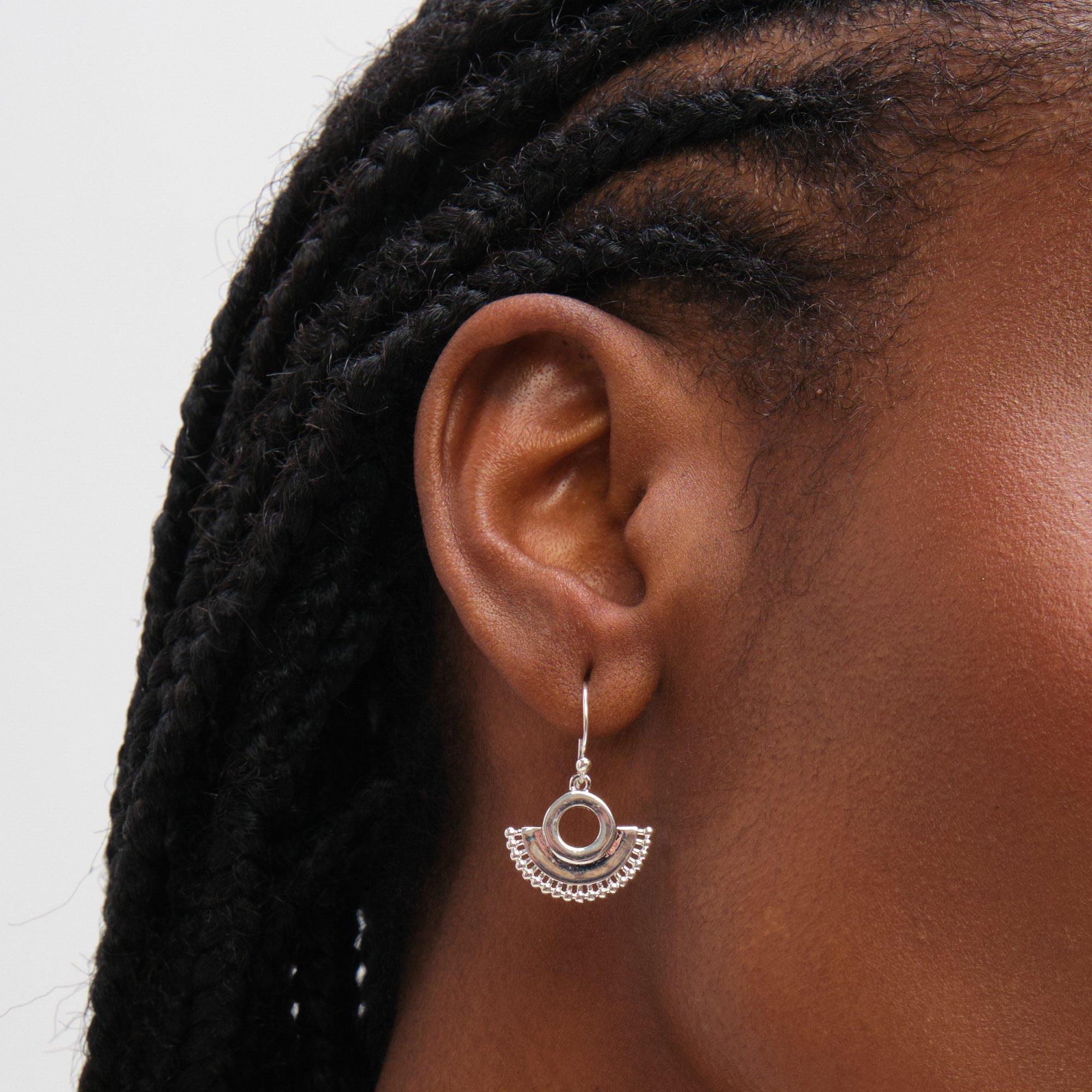 Silver - Inicio - Sterling Silver Plated Sleeper Hoops - Gift Pouch - 2