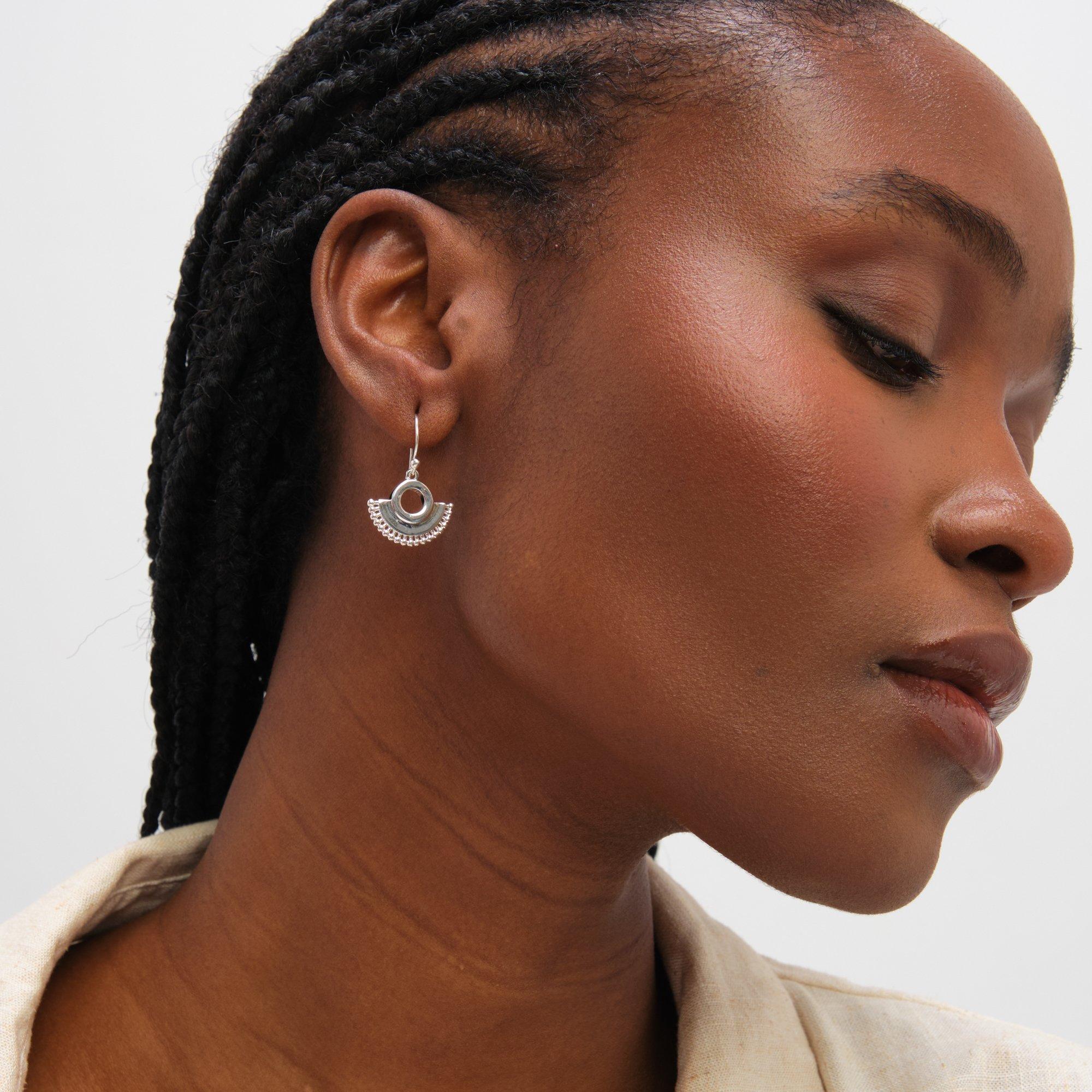 Silver - Inicio - Sterling Silver Plated Sleeper Hoops - Gift Pouch - 3