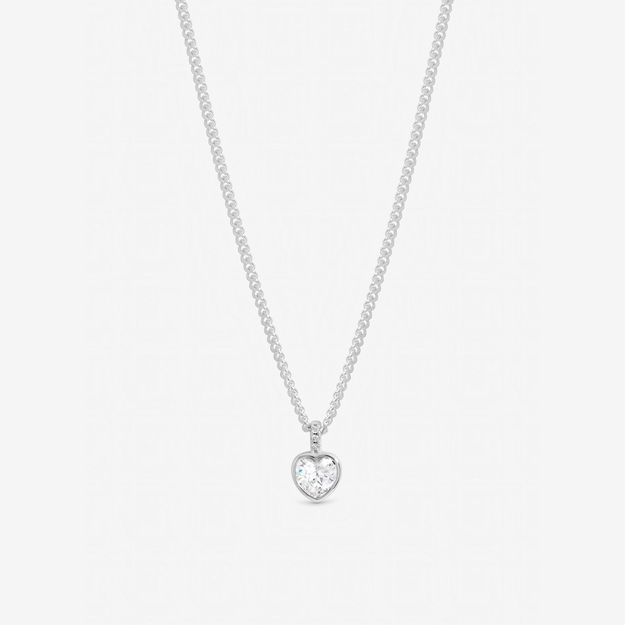 Silver - Inicio - Sterling Silver Plated Heart Necklace - Gift Pouch