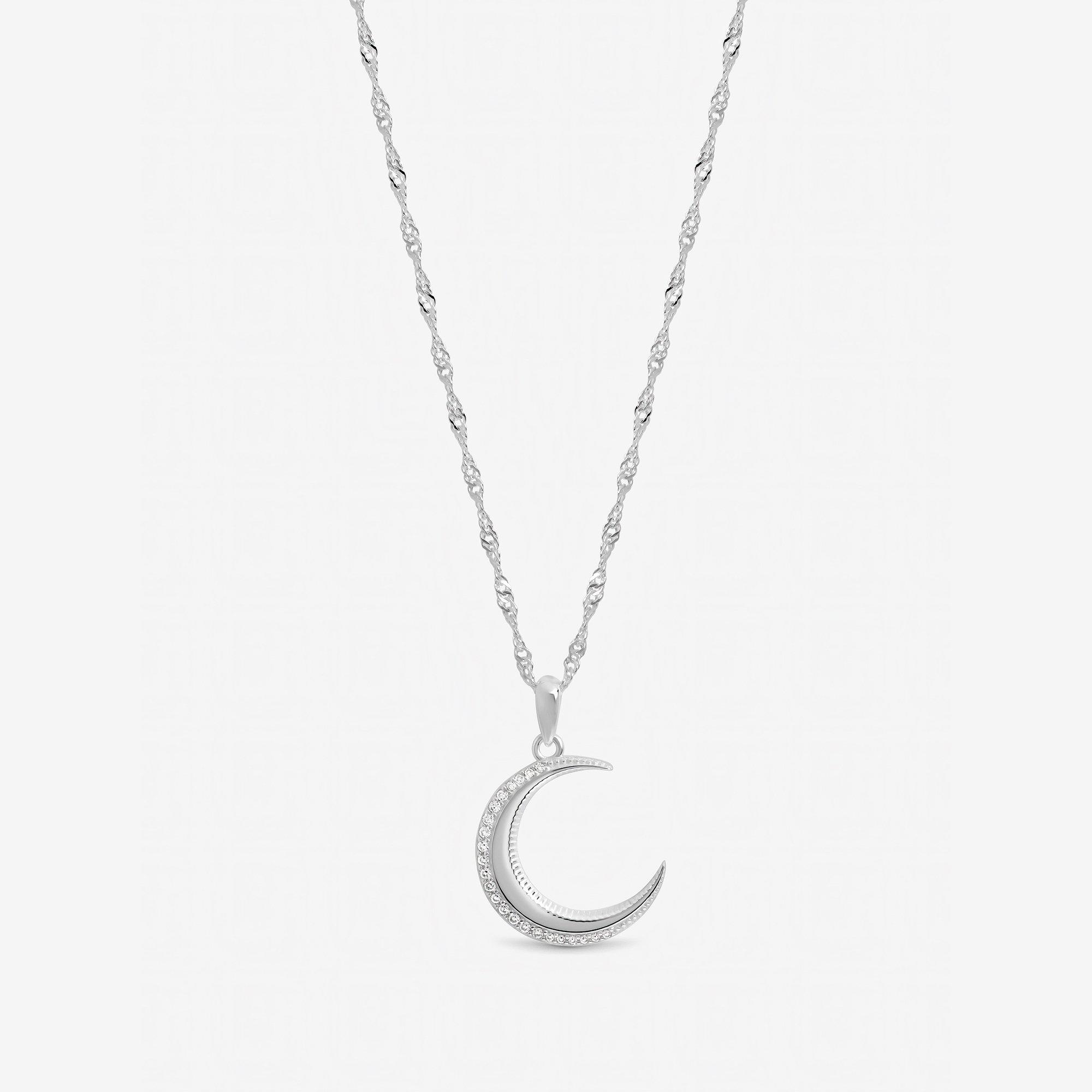 Silver - Inicio - Sterling Silver Plated Pave Pendant - Gift Pouch - 1