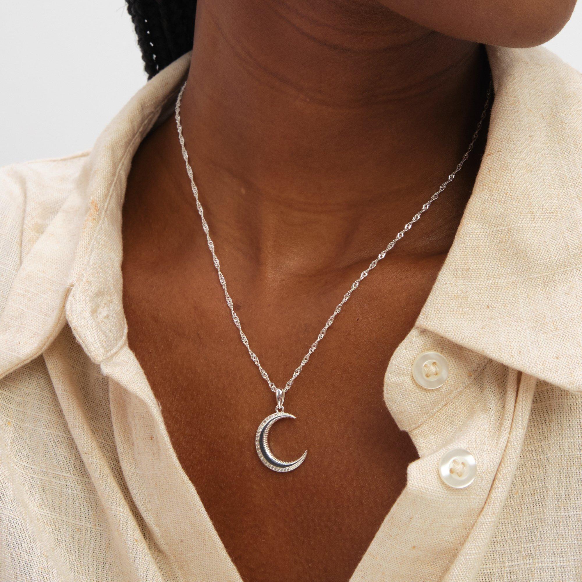 Silver - Inicio - Sterling Silver Plated Pave Pendant - Gift Pouch - 2