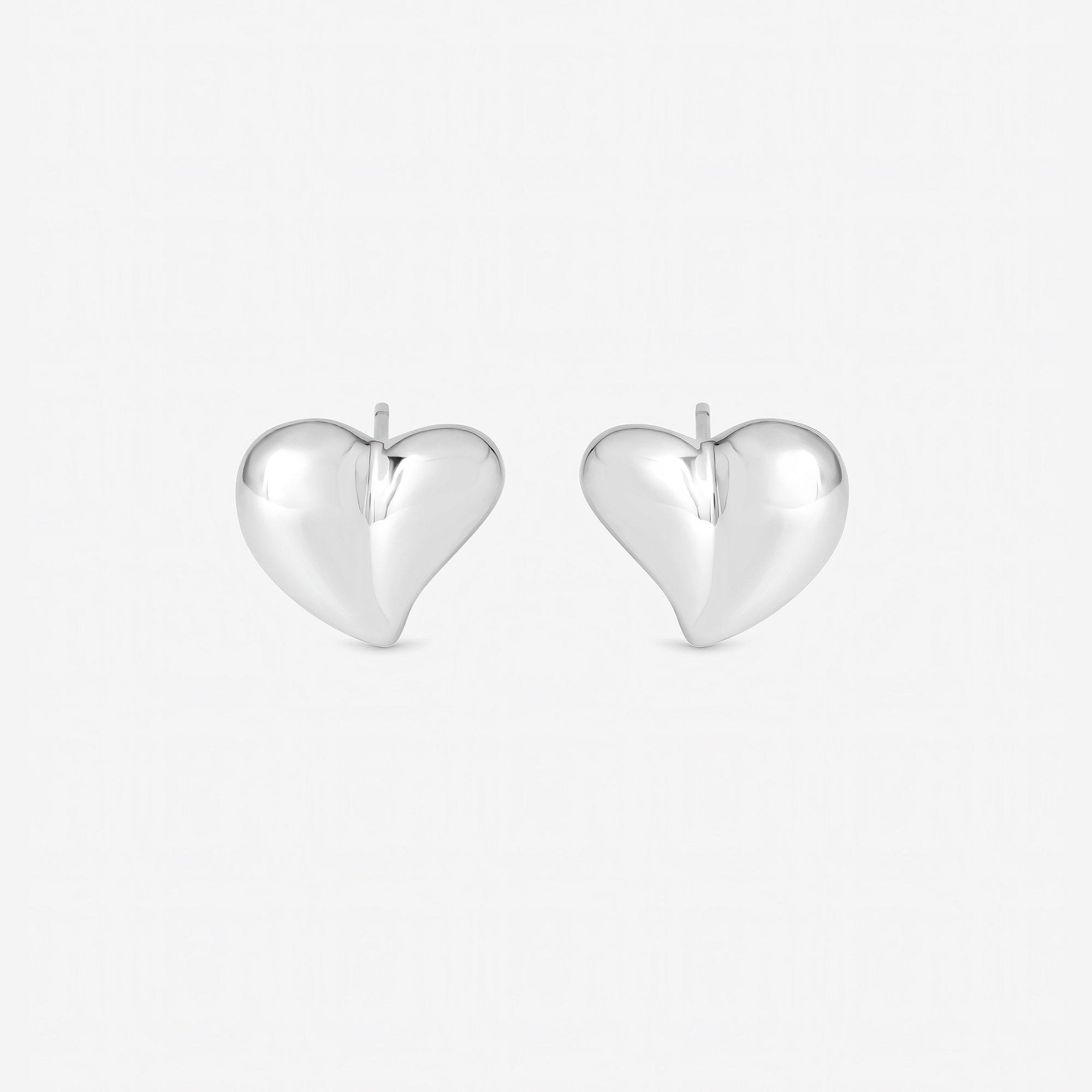 Silver - Inicio - Sterling Silver Plated Heart Studs - Gift Pouch
