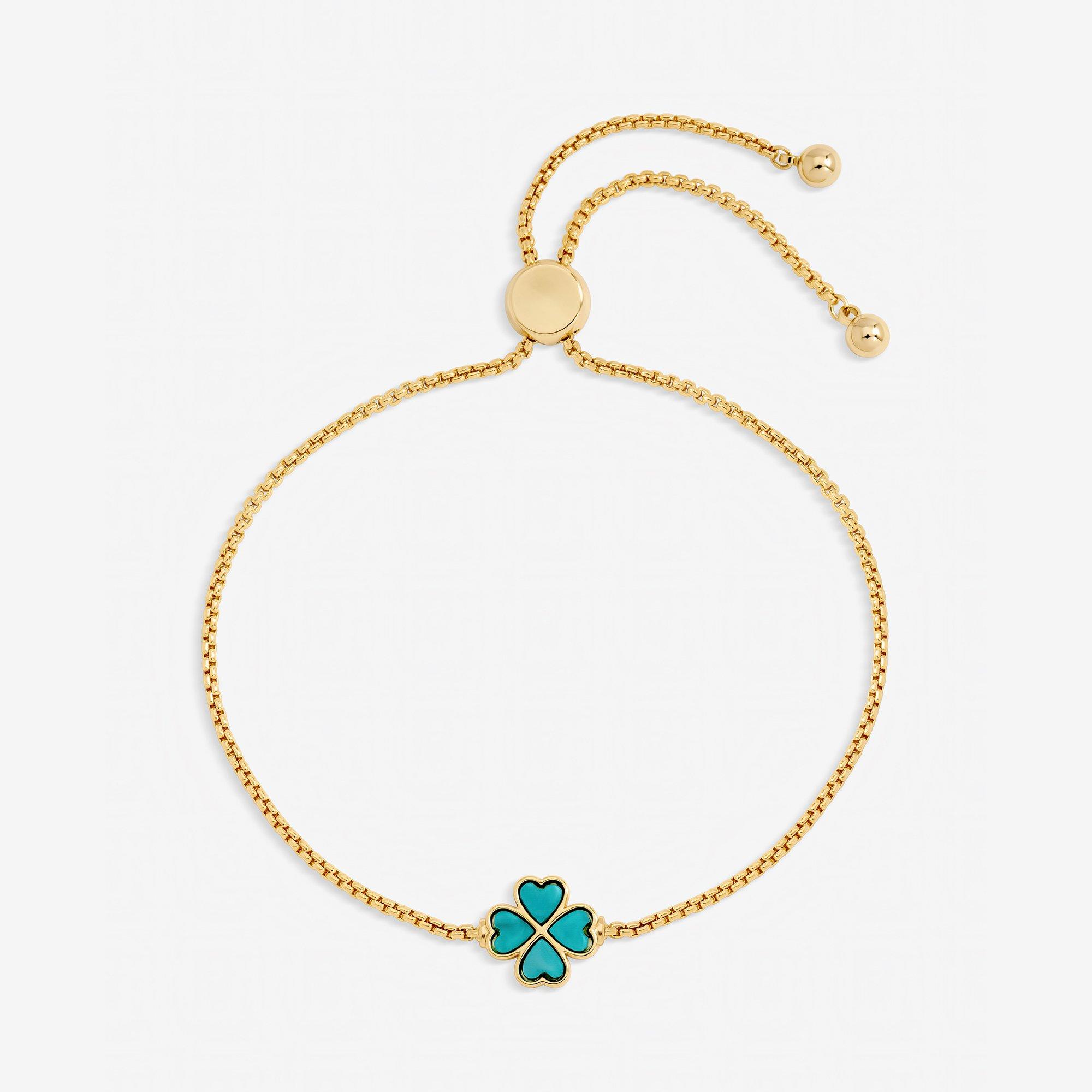 Gold - Jon Richard - Gold Plated Turquoise Heart Clover Toggle Bracelet - 1
