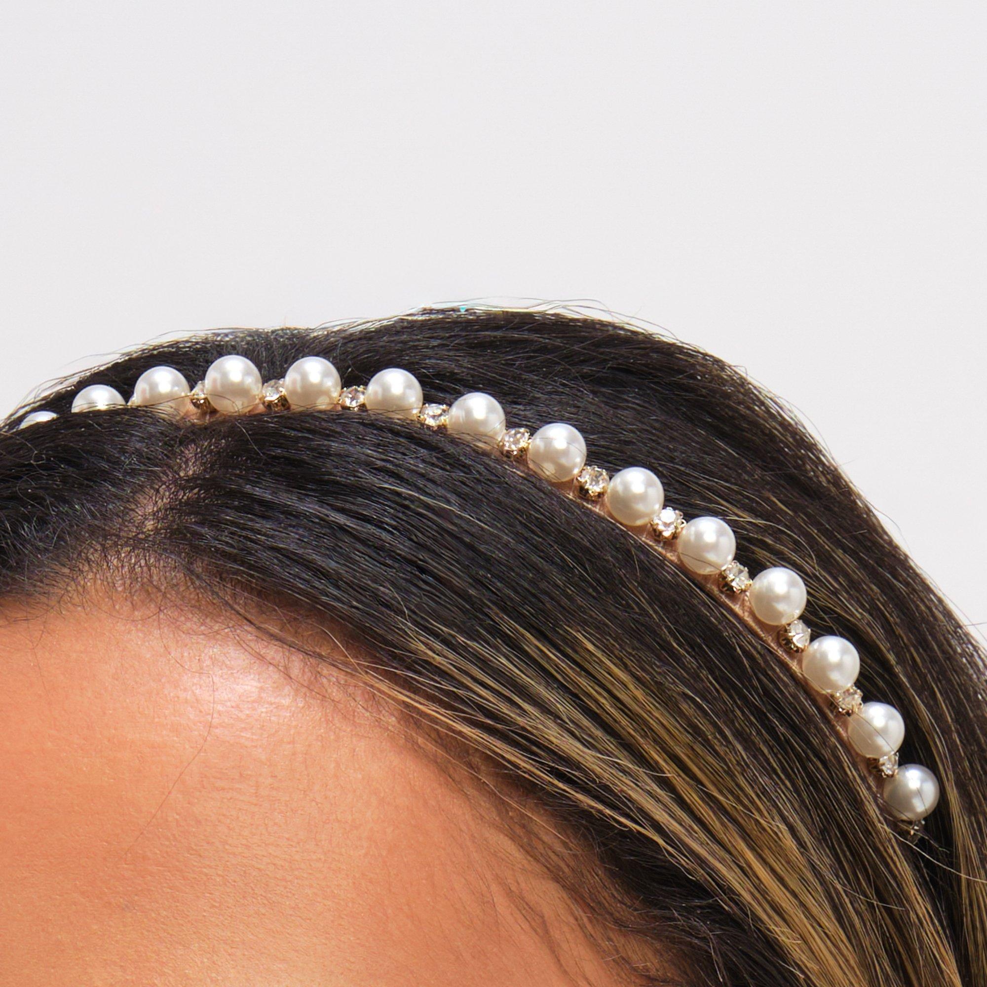 Gold - Jon Richard - Gold Plated Pearl and Crystal Headband - 2