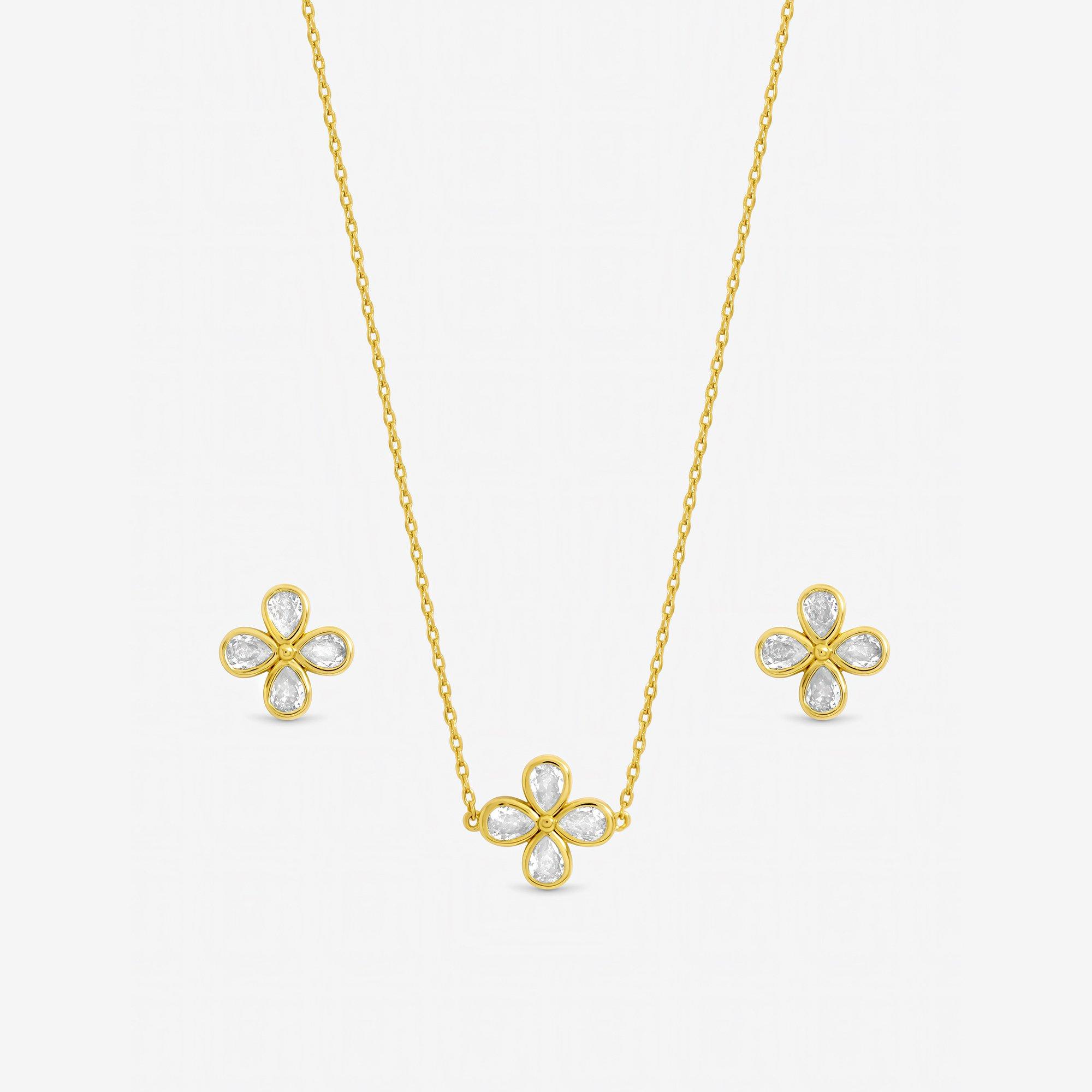 Gold - Jon Richard - Gold Plated Crystal Flower Bridal Set - Gift Box - 2