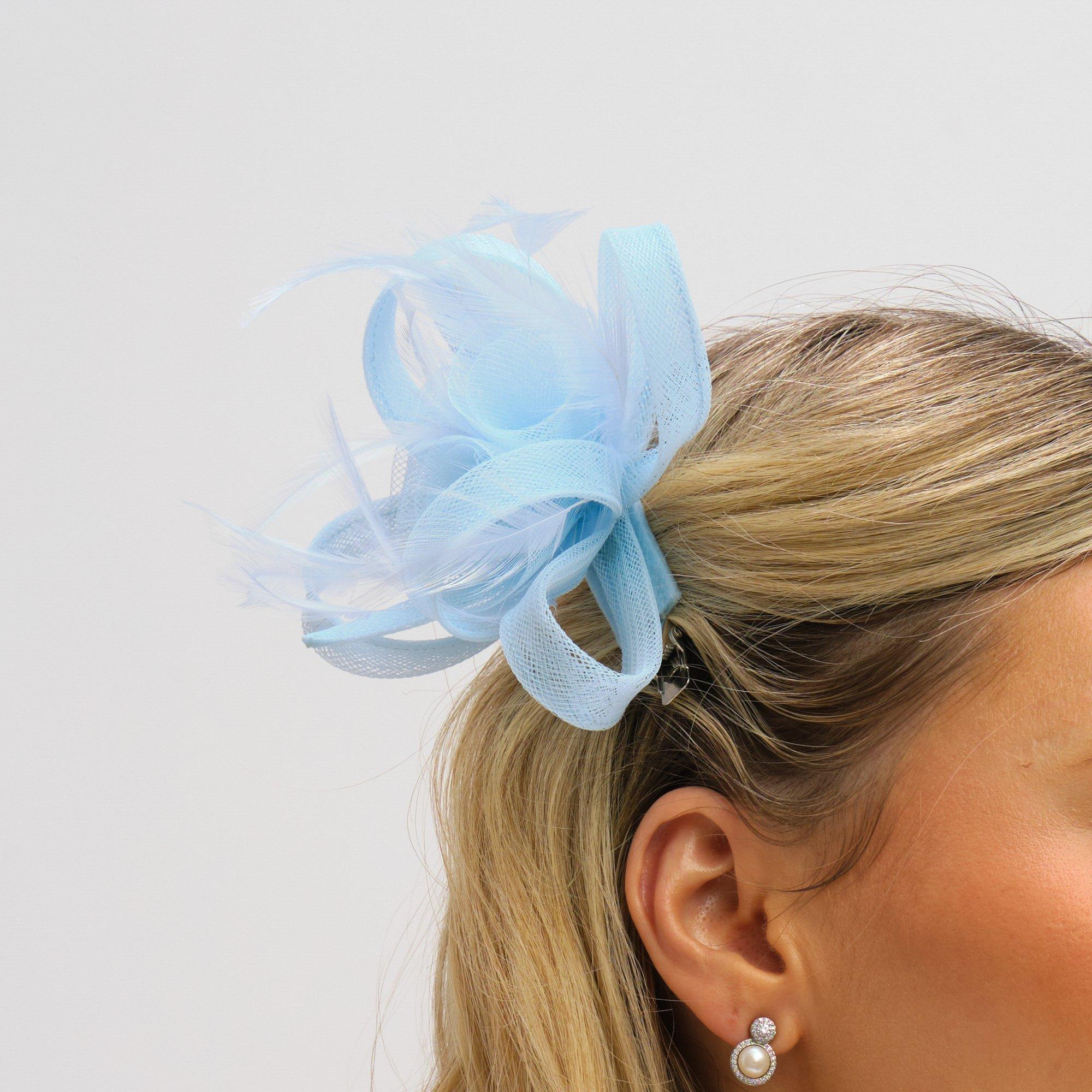 Blue - Jon Richard - Small Sky Blue Clip Fascinator - 2