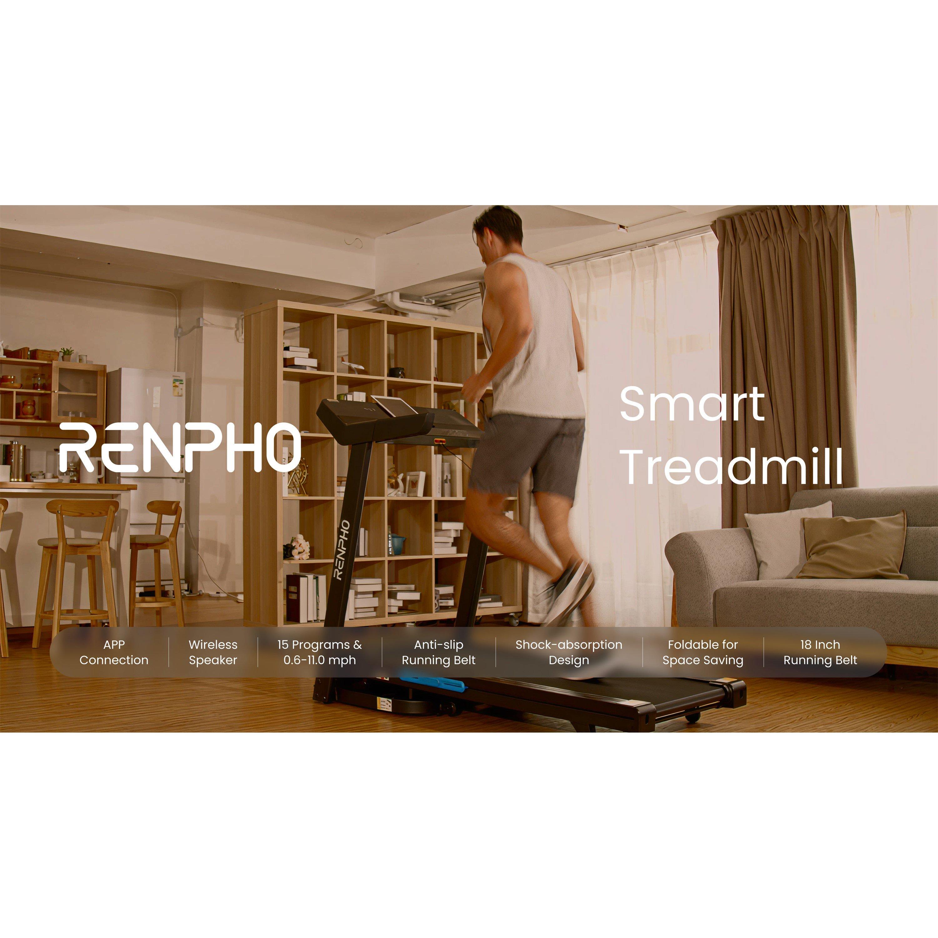Black - Renpho - RENPHO Smart Q004 Treadmill - 4