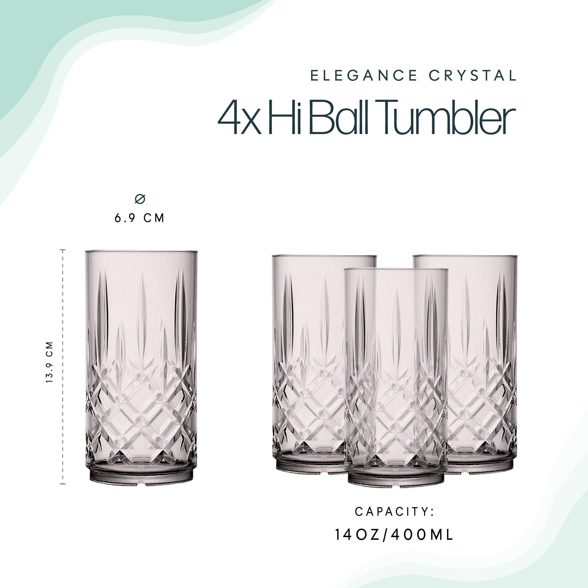 Translucent Gre - Streetwize - Pack of 4 Elegance Tinted Crystal Hi-Ball Tumbler - 2