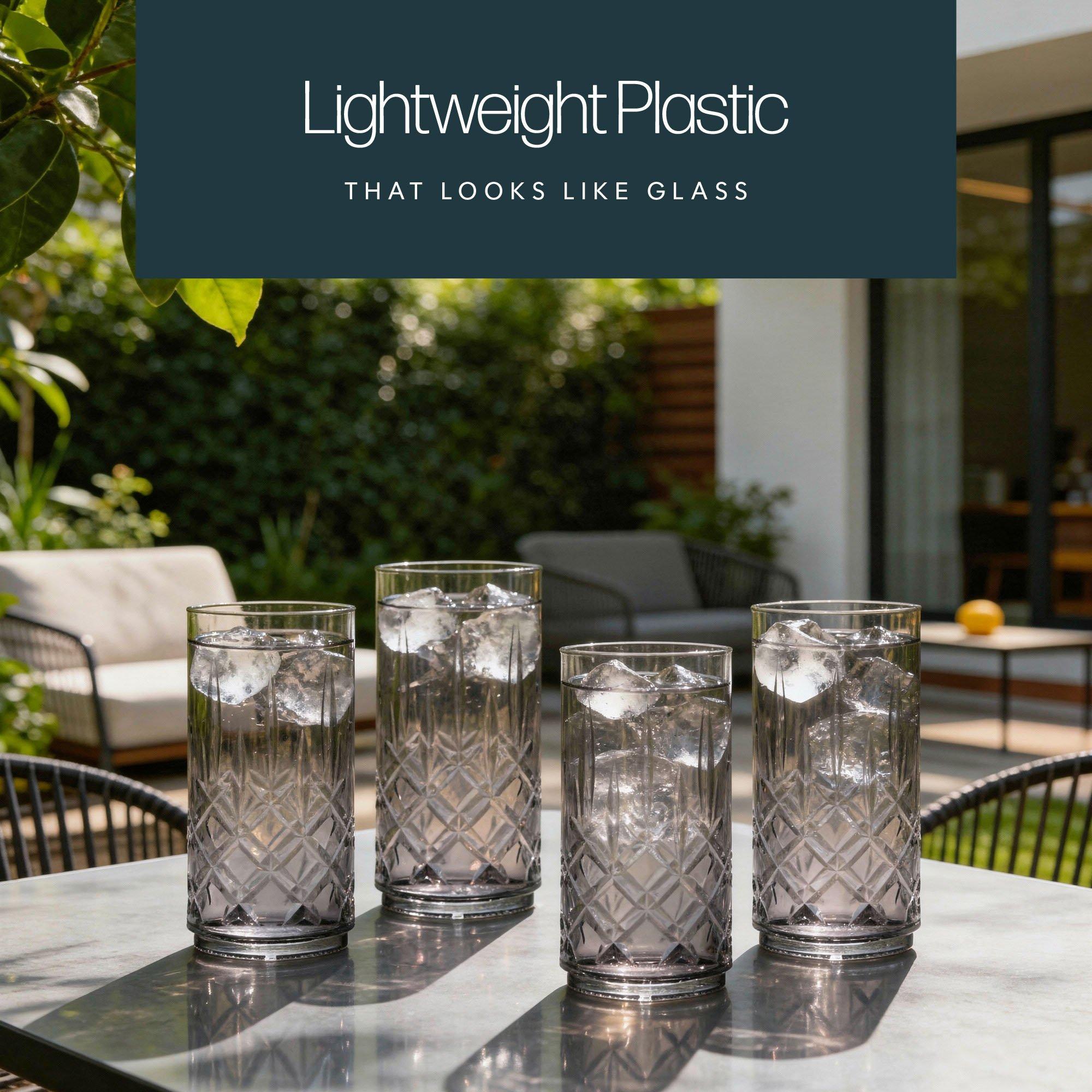 Translucent Gre - Streetwize - Pack of 4 Elegance Tinted Crystal Hi-Ball Tumbler - 3