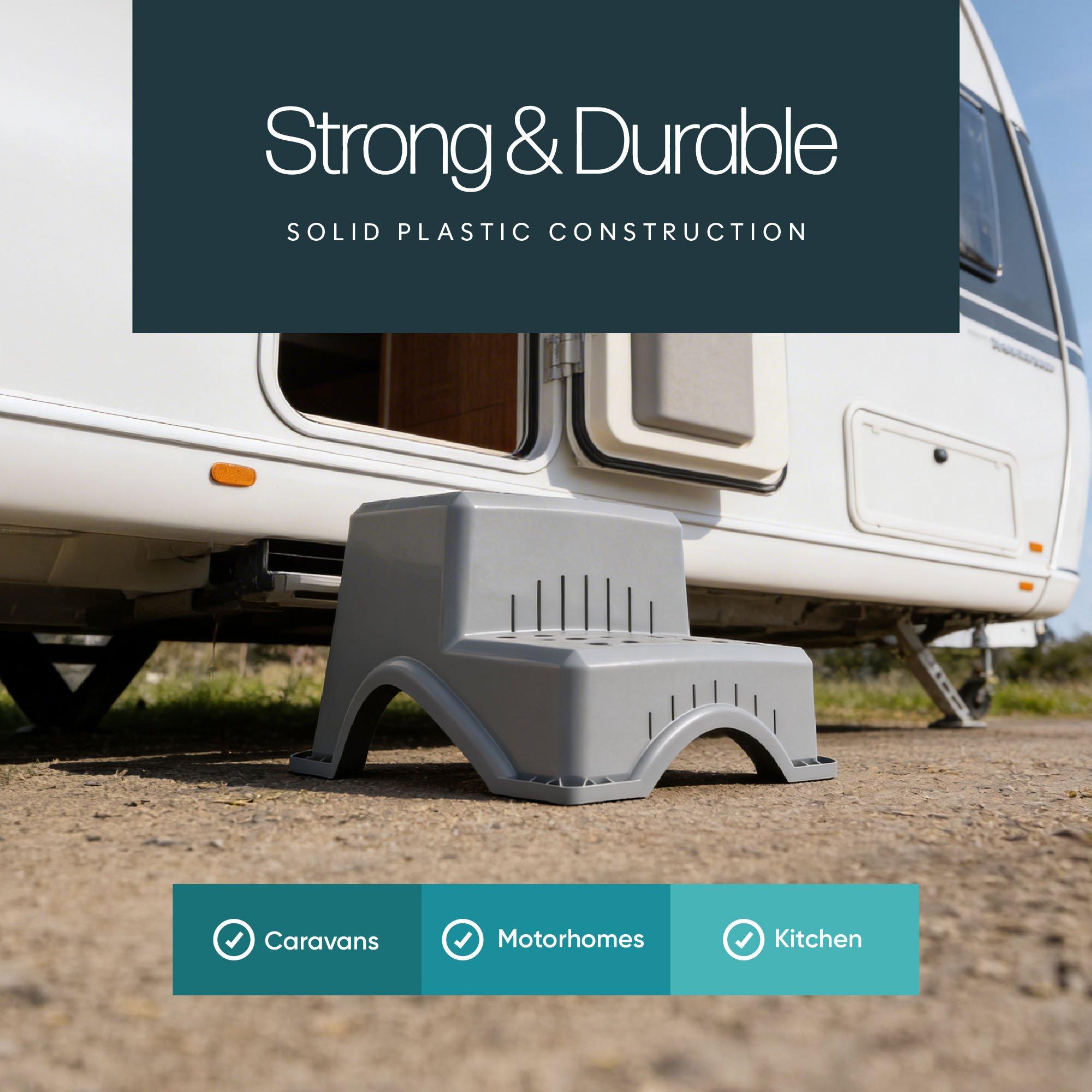 Grey - Streetwize - Plastic Double Step Stool-Anti-Slip 2-Step - 3