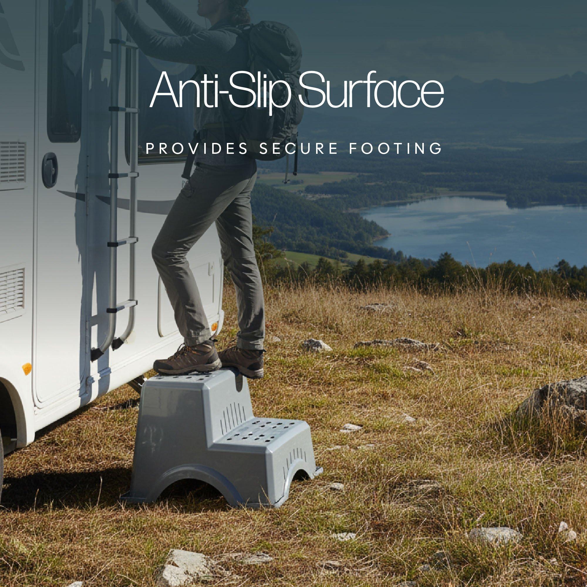 Grey - Streetwize - Plastic Double Step Stool-Anti-Slip 2-Step - 4