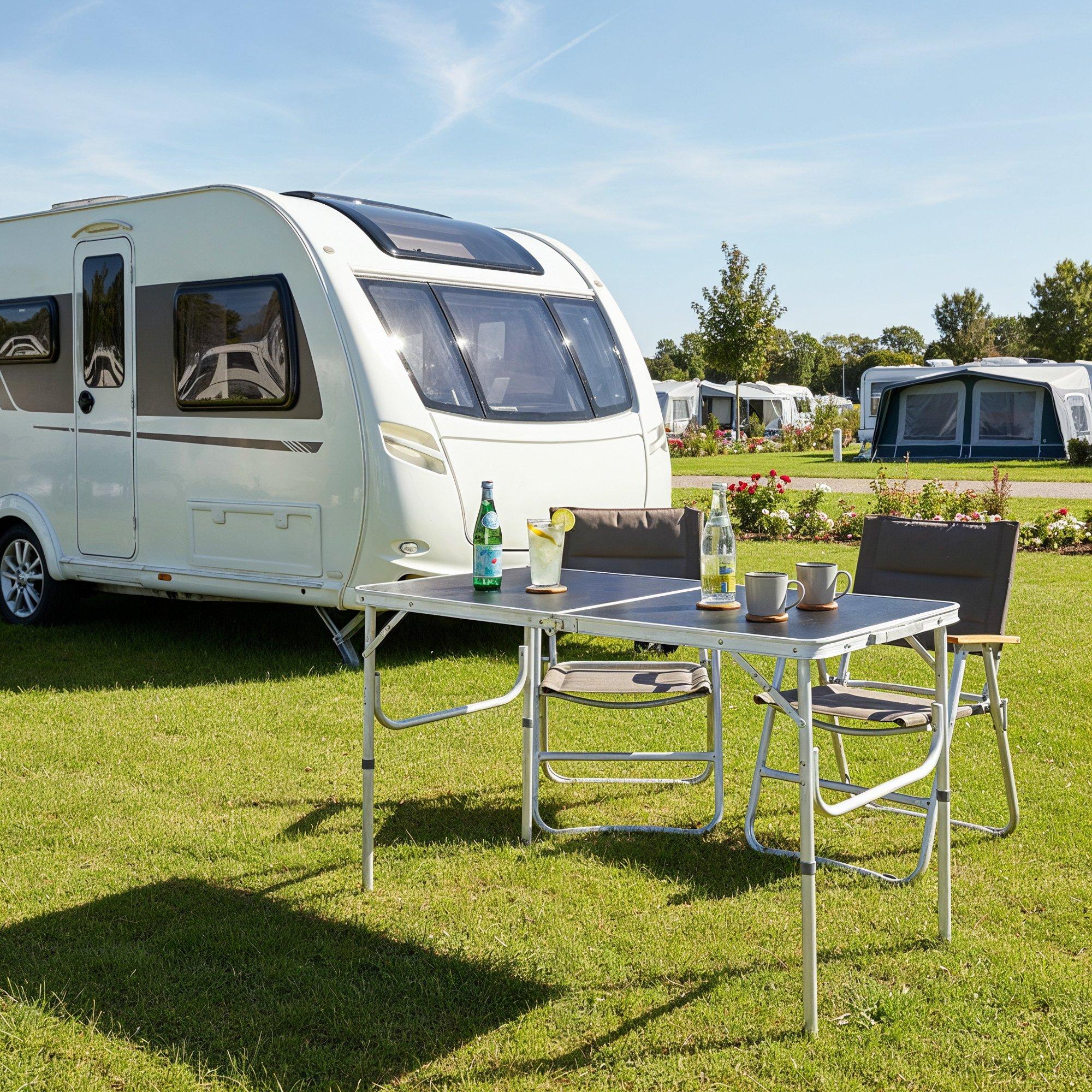 Black/Silver - Streetwize - Folding Camping Table with Adjustable Legs - 3