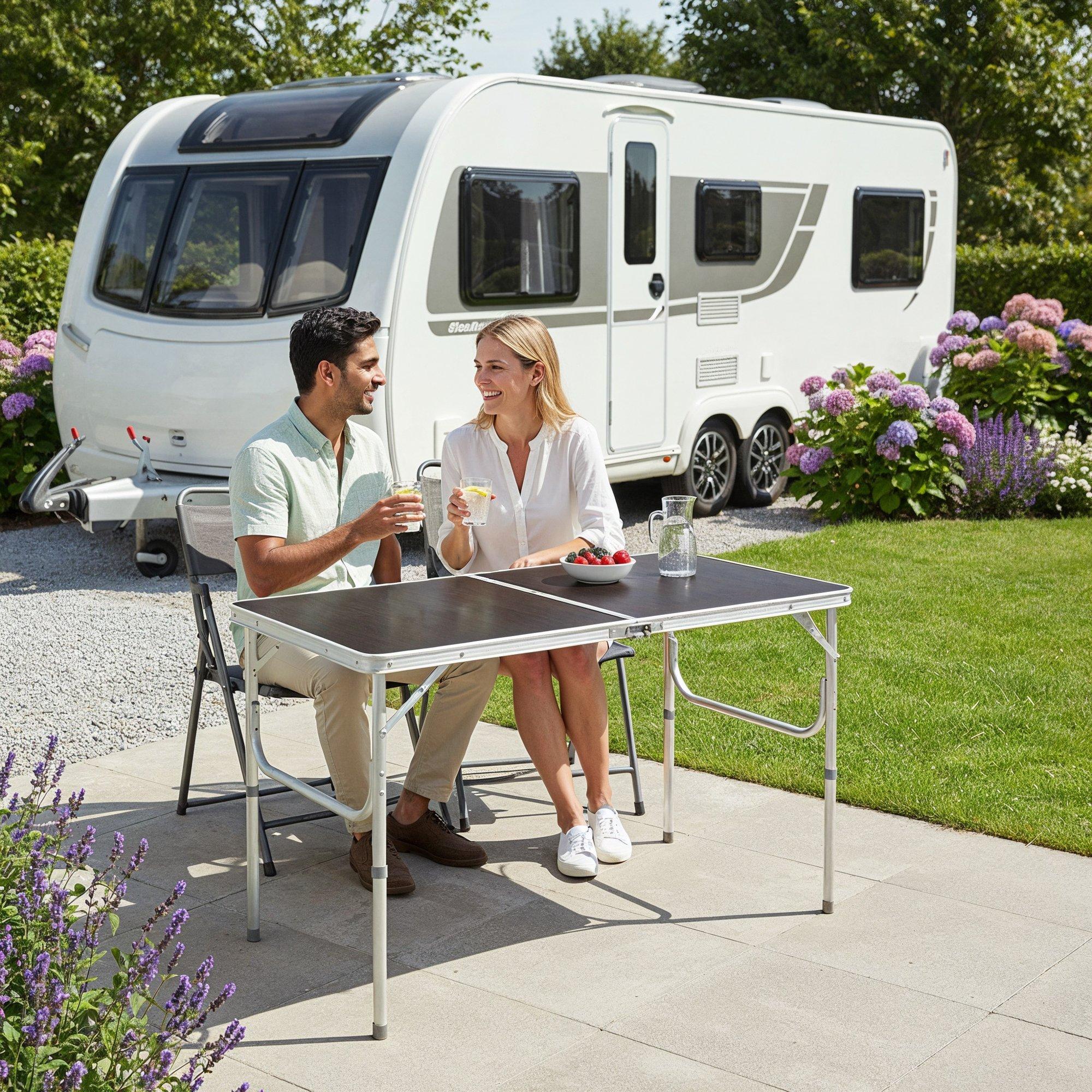 Black/Silver - Streetwize - Folding Camping Table with Adjustable Legs - 4