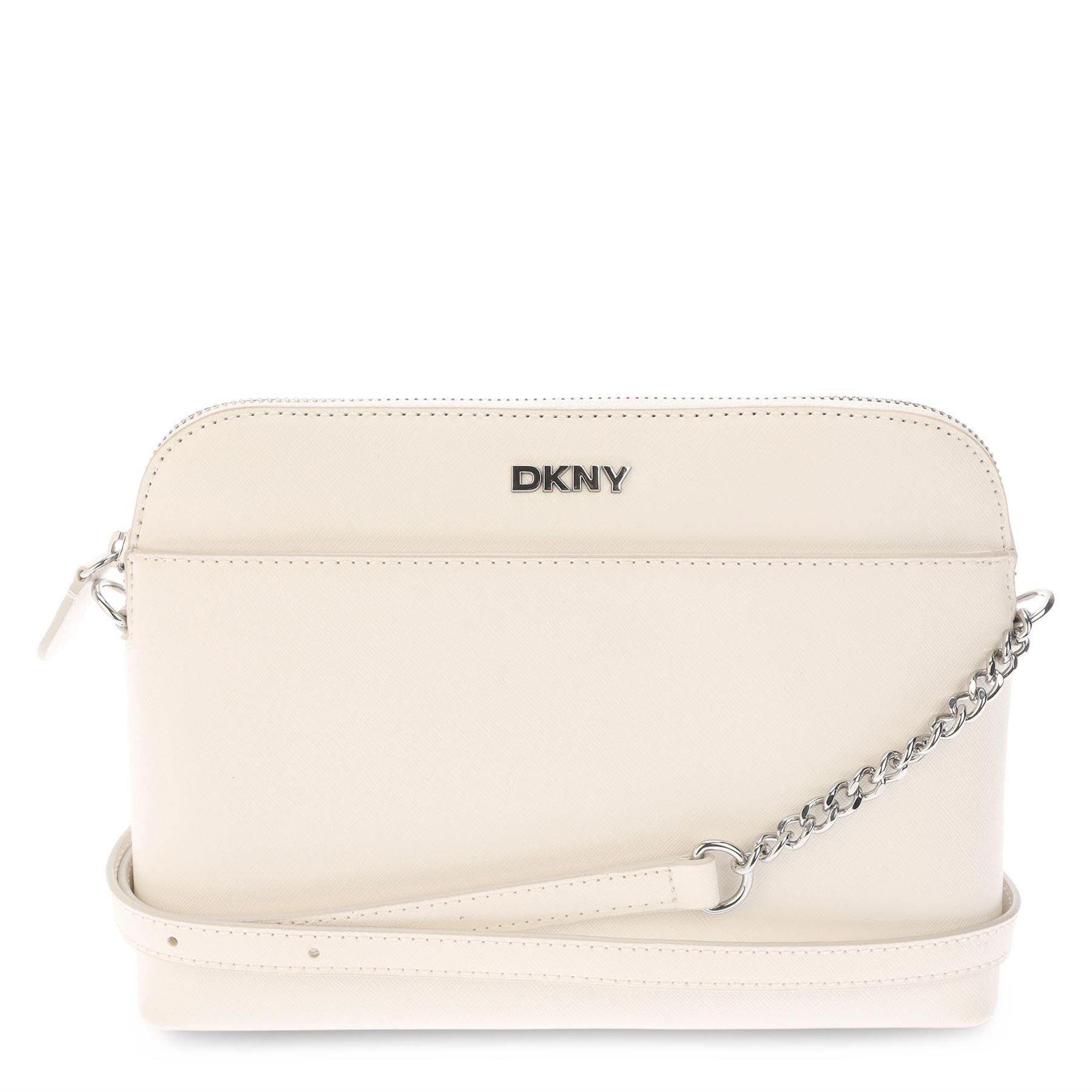 White - DKNY - Bridger Dome Top Zip Logo Shoulder Crossbody Bag - 1