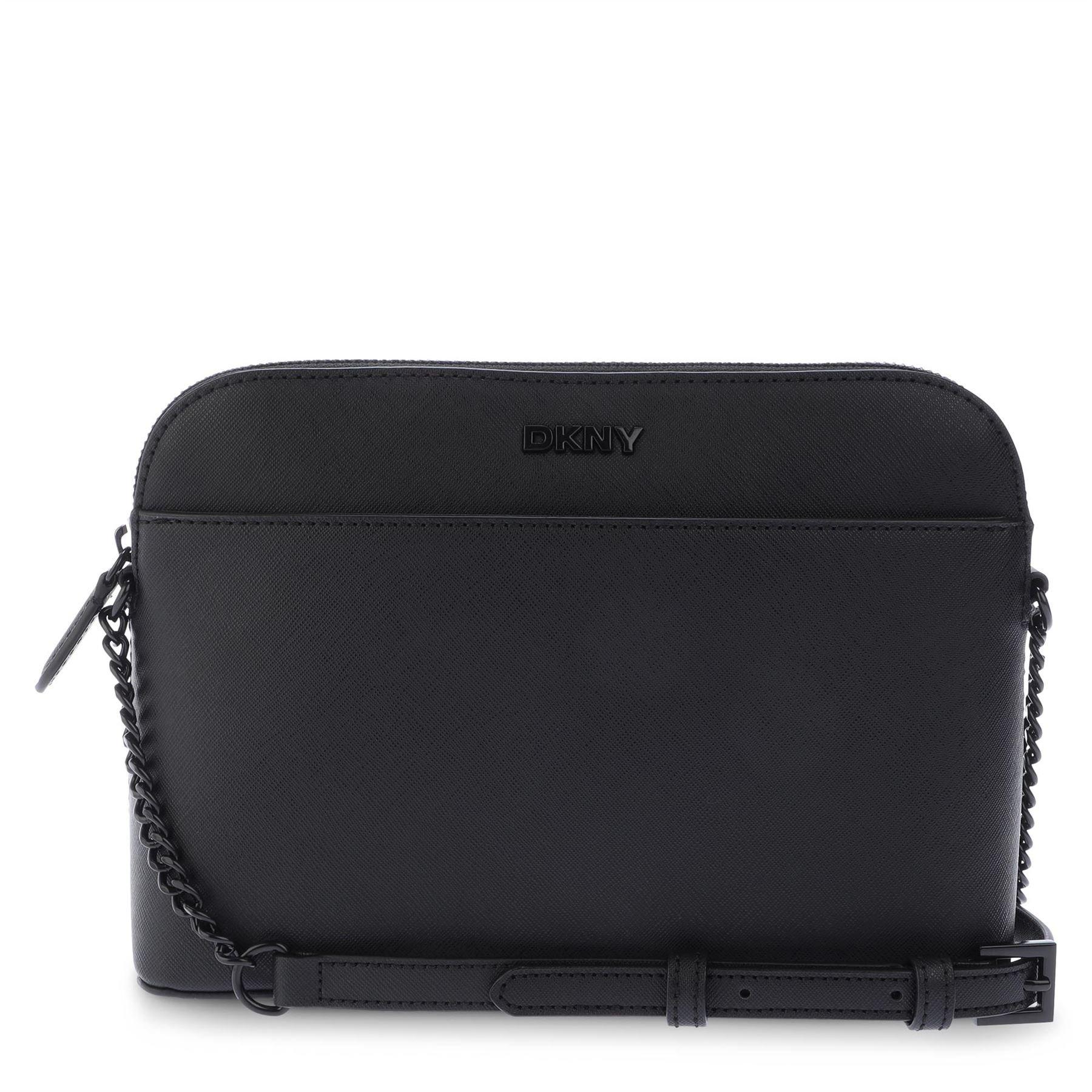 Black - DKNY - Bridger Dome Top Zip Logo Shoulder Cross Body Bag - 1