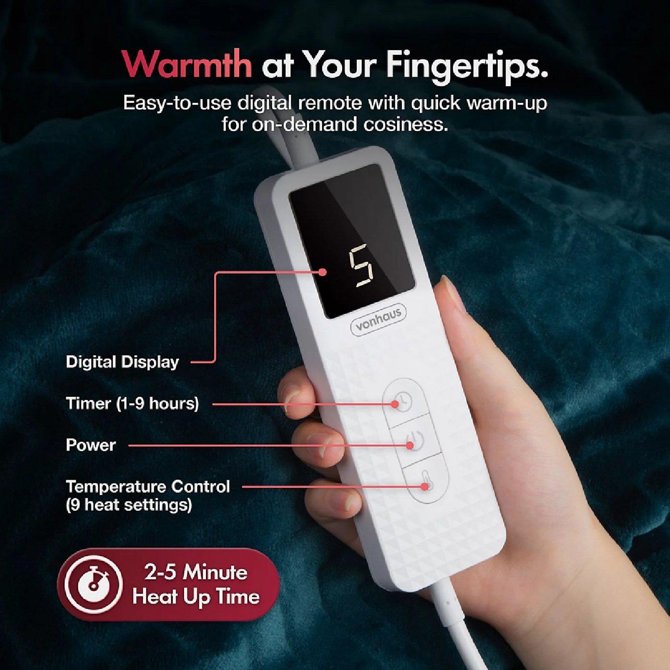 White - VonHaus - King Size Multi Zone Electric Blanket - 4