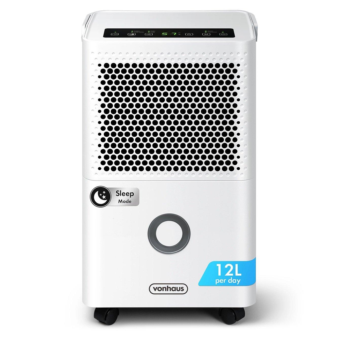 White - VonHaus - 12L Auto Dehumidifier With Laundry Mode - 1