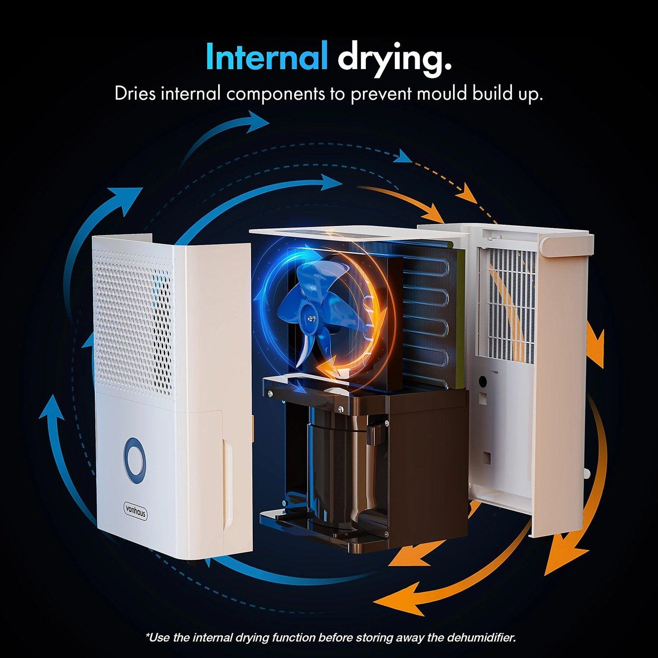 White - VonHaus - 12L Auto Dehumidifier With Laundry Mode - 7