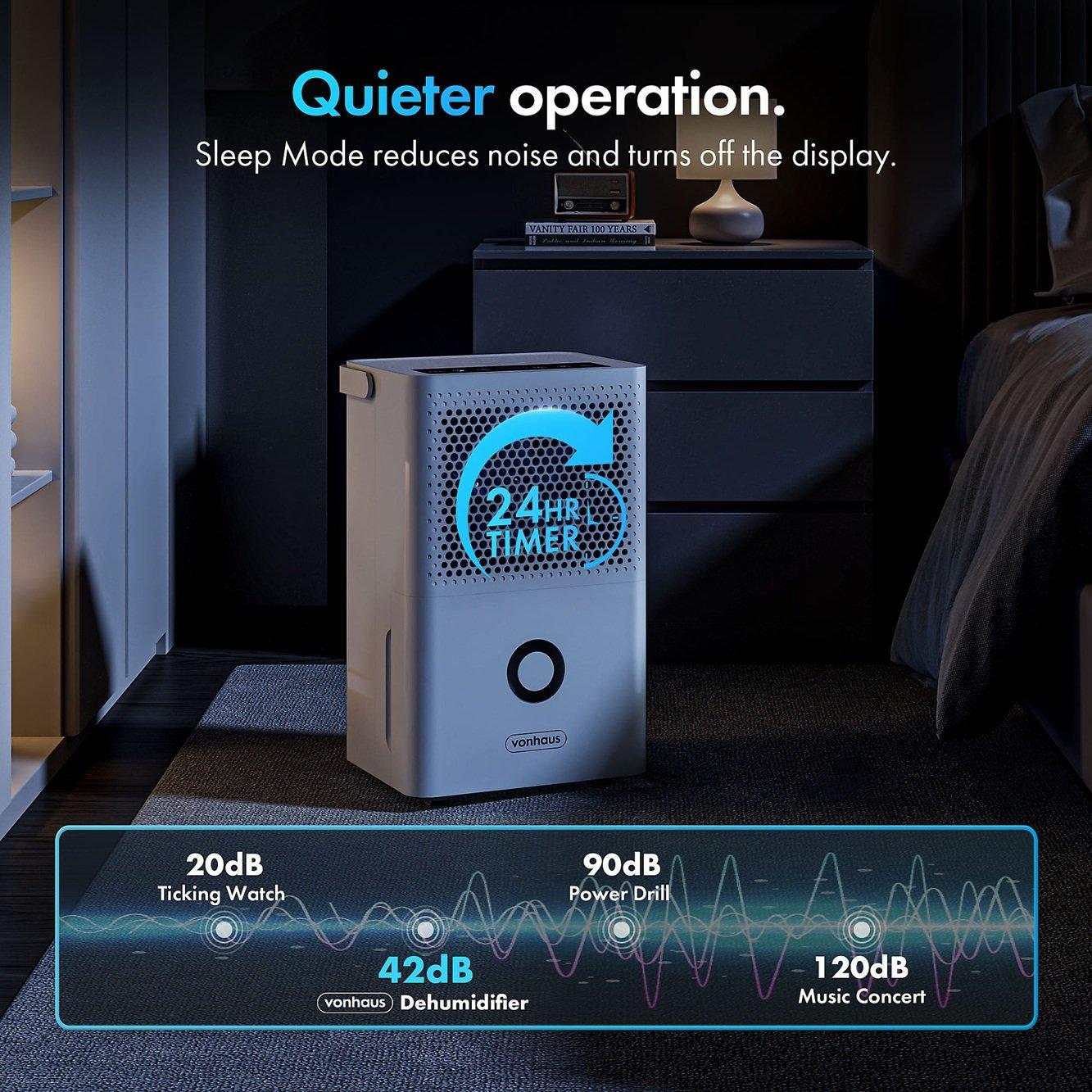 White - VonHaus - 12L Auto Dehumidifier With Laundry Mode - 8