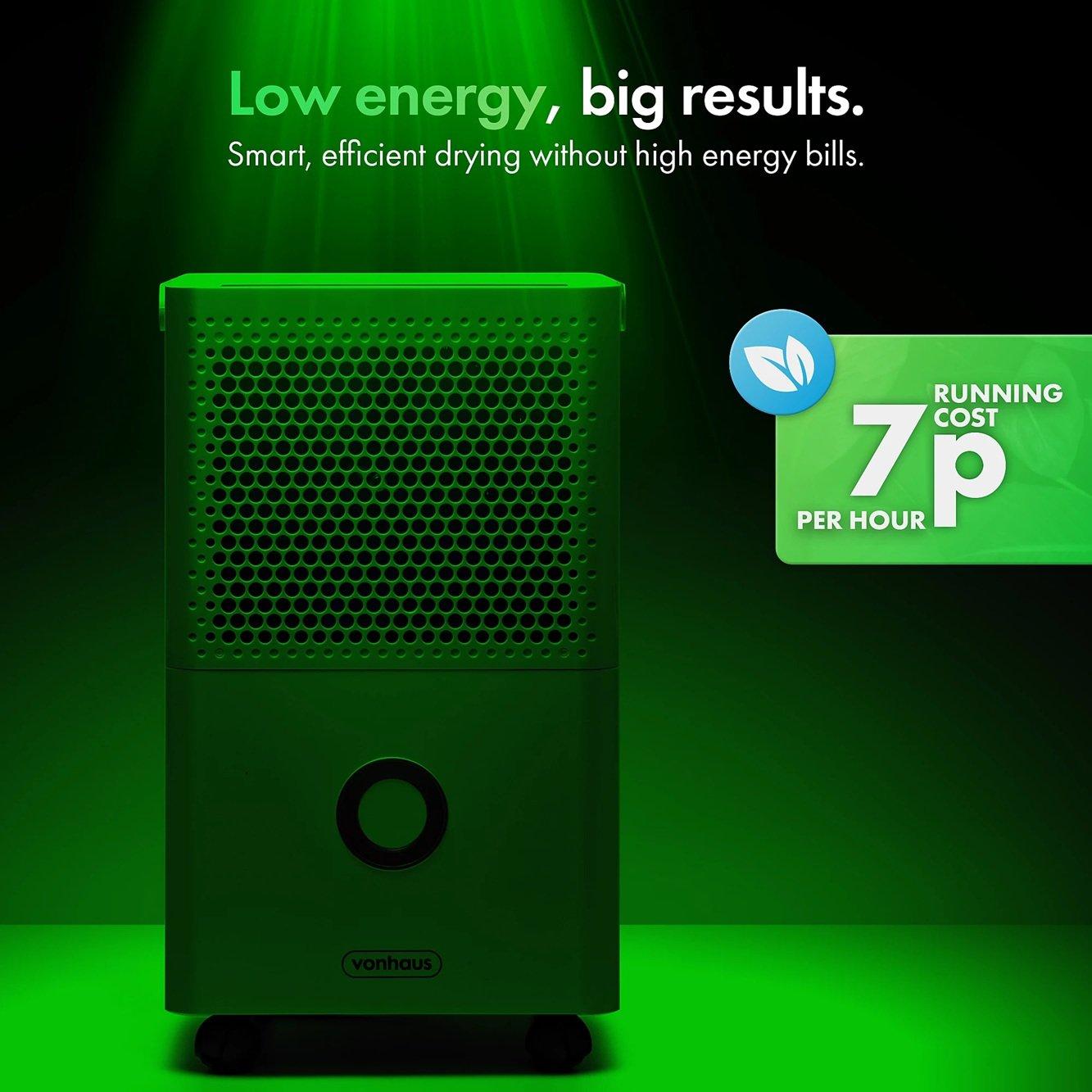 White - VonHaus - 12L Auto Dehumidifier With Laundry Mode - 9