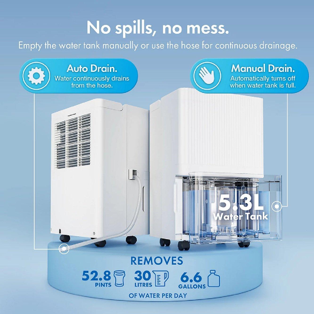 White - VonHaus - 30L Smart Dehumidifier with Laundry Mode - 3