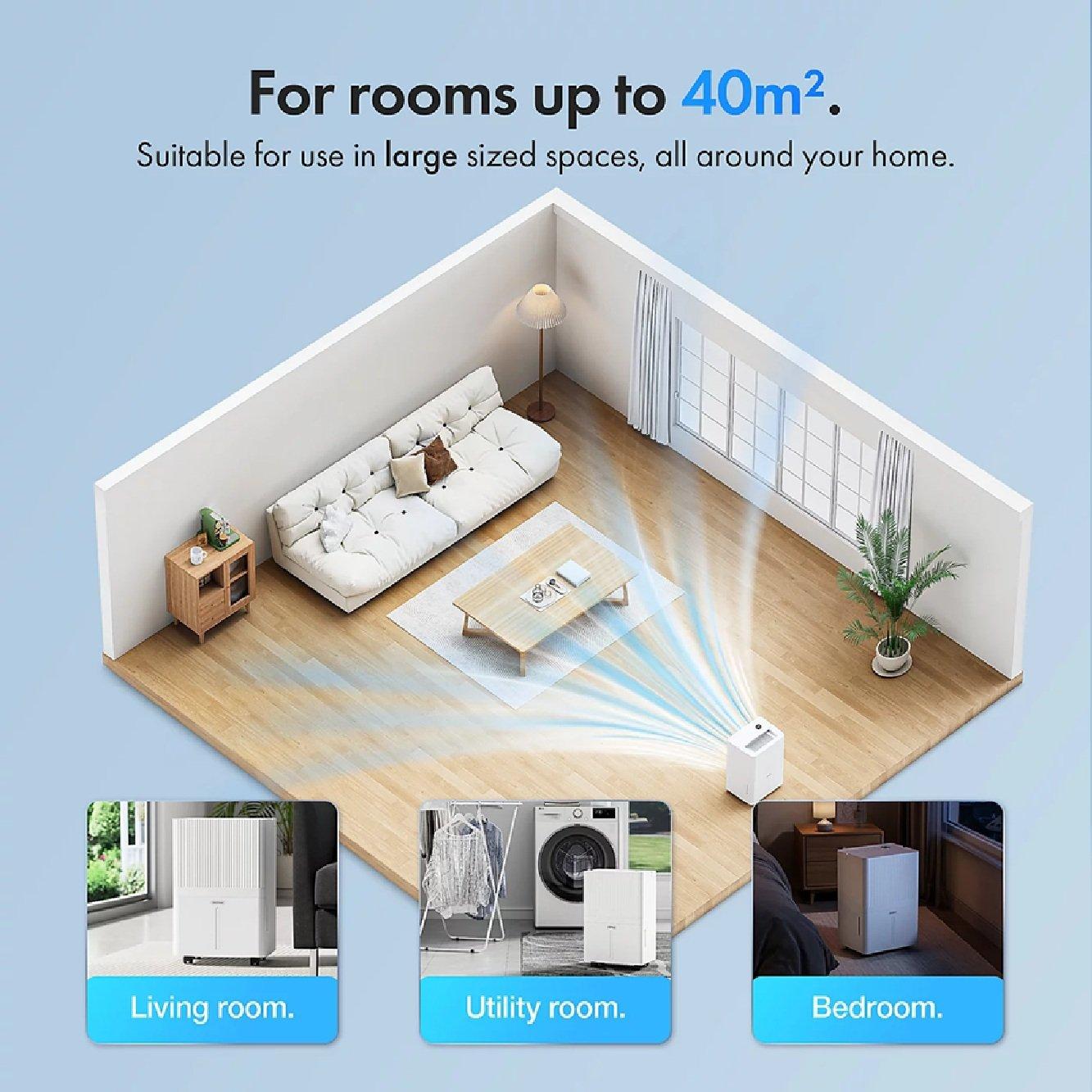 White - VonHaus - 30L Smart Dehumidifier with Laundry Mode - 4