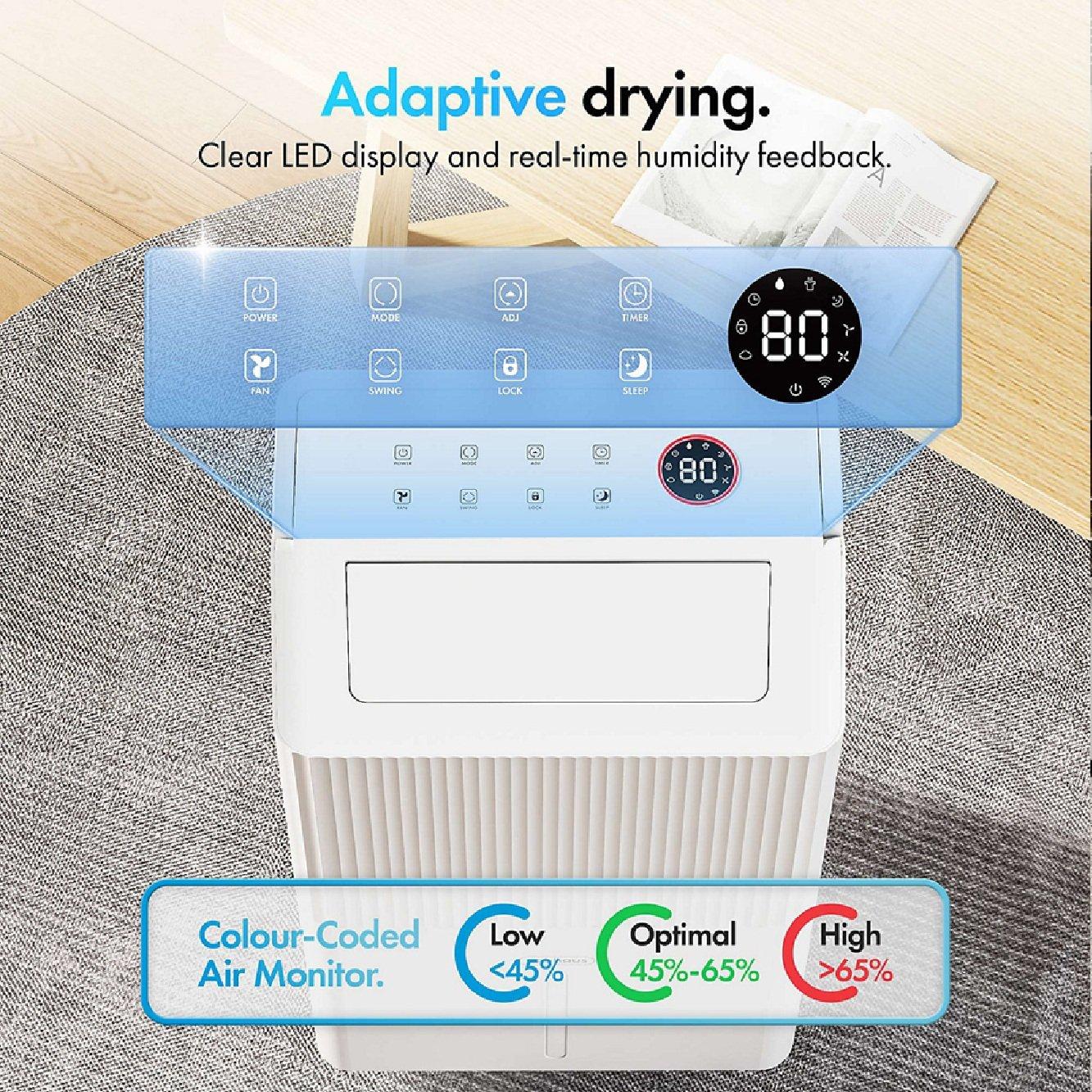 White - VonHaus - 30L Smart Dehumidifier with Laundry Mode - 6