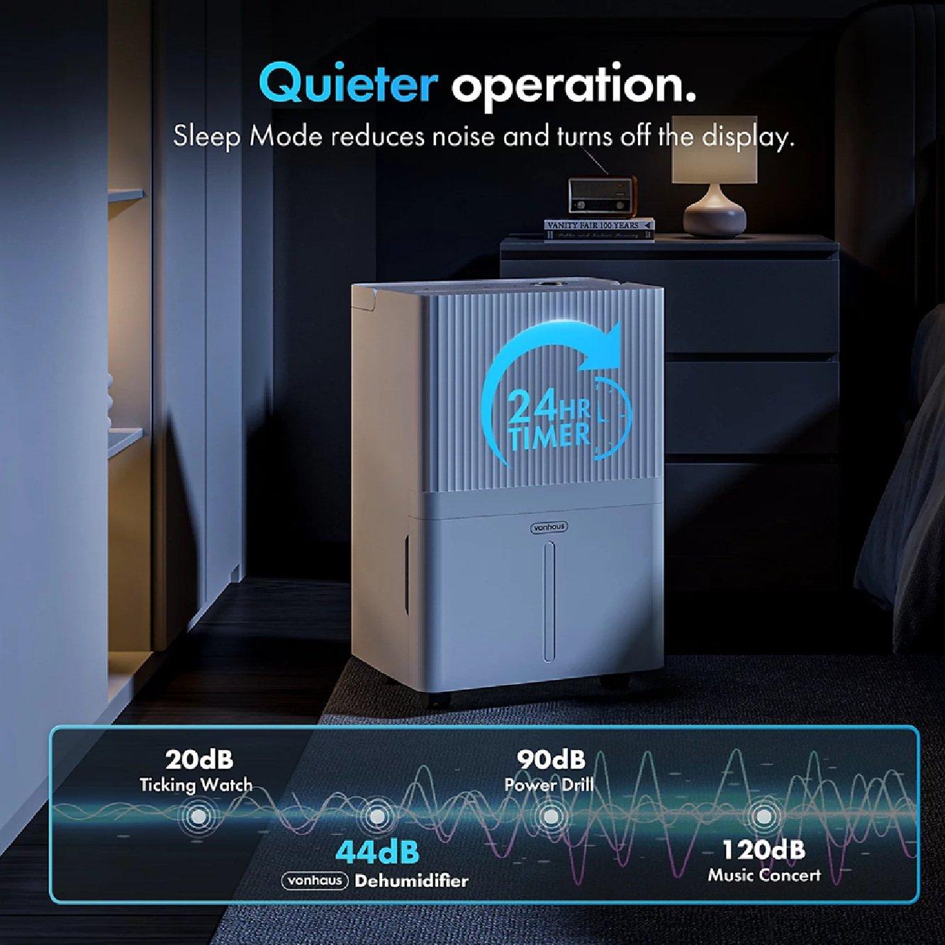 White - VonHaus - 30L Smart Dehumidifier with Laundry Mode - 8