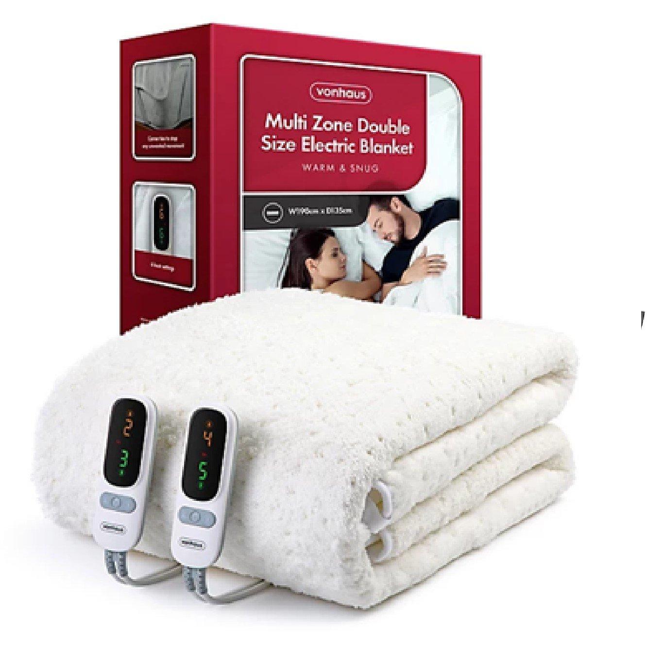 White - VonHaus - Double Size Multi Zone Electric Blanket - 1